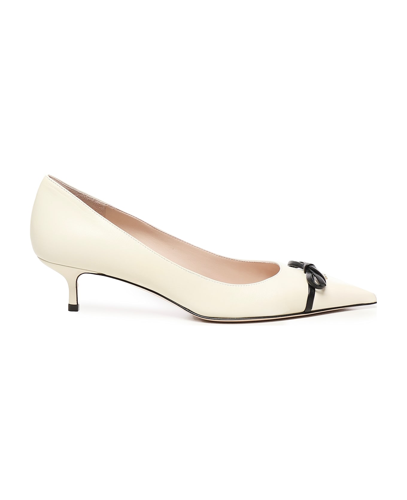 Valentino Garavani White Leather Vlogo Pumps - IVORYNERO