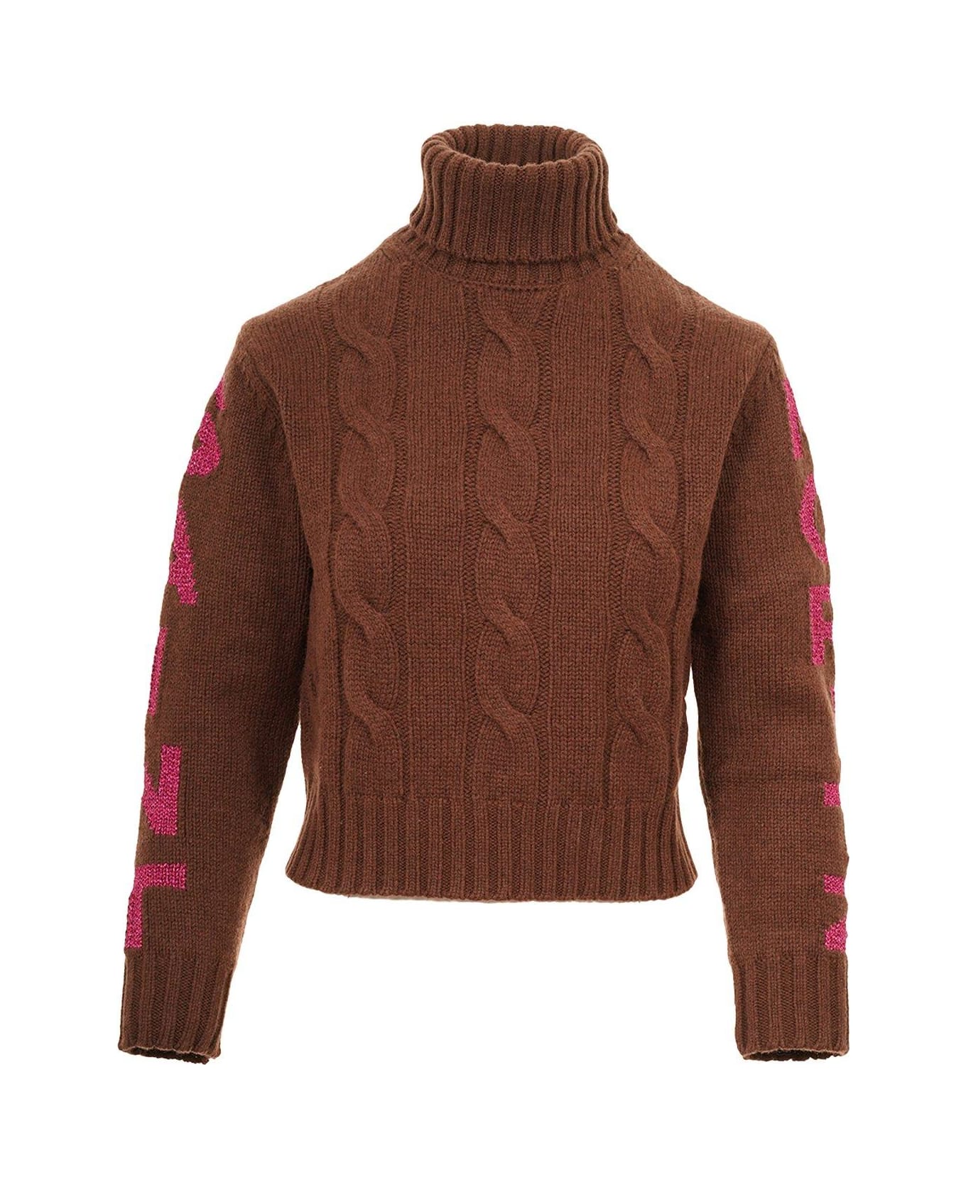 MC2 Saint Barth Logo Intarsia-knit Turtleneck Jumper Sweater - MARRONE ニットウェア
