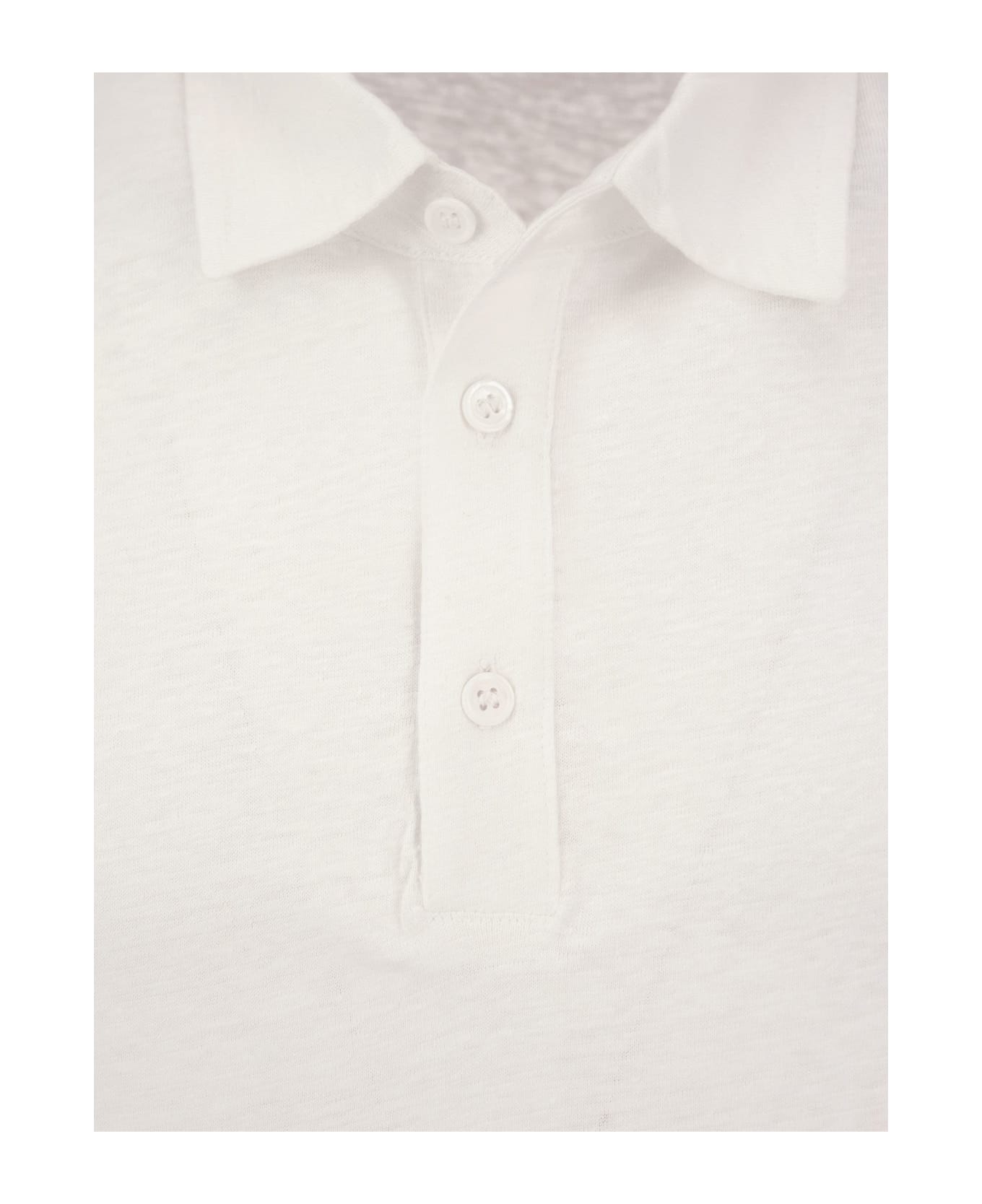Majestic Filatures Linen Polo Shirt With Buttons - White
