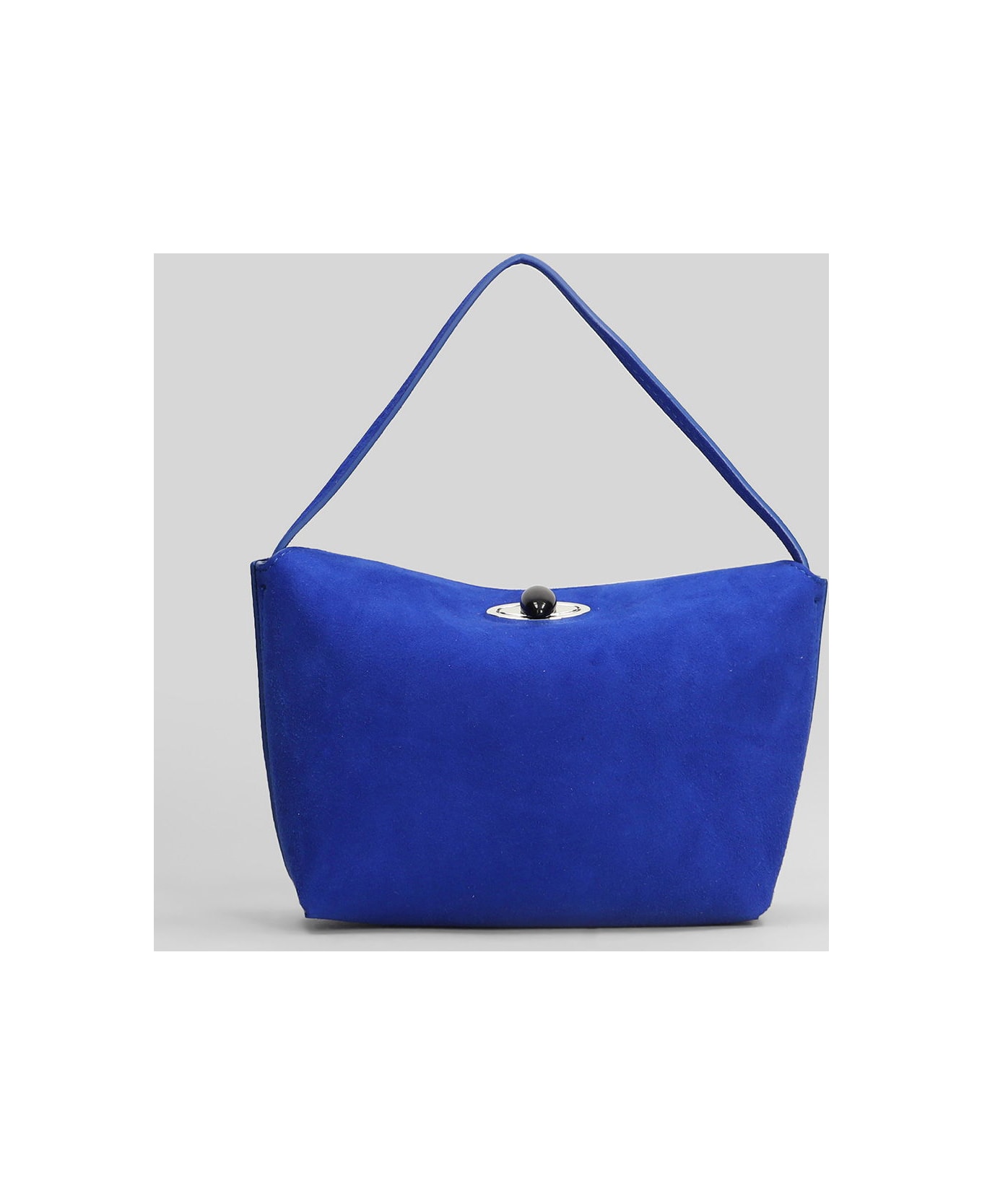 Christopher Esber Turnlock Suede Mini Hand Bag In Blue Suede - blue