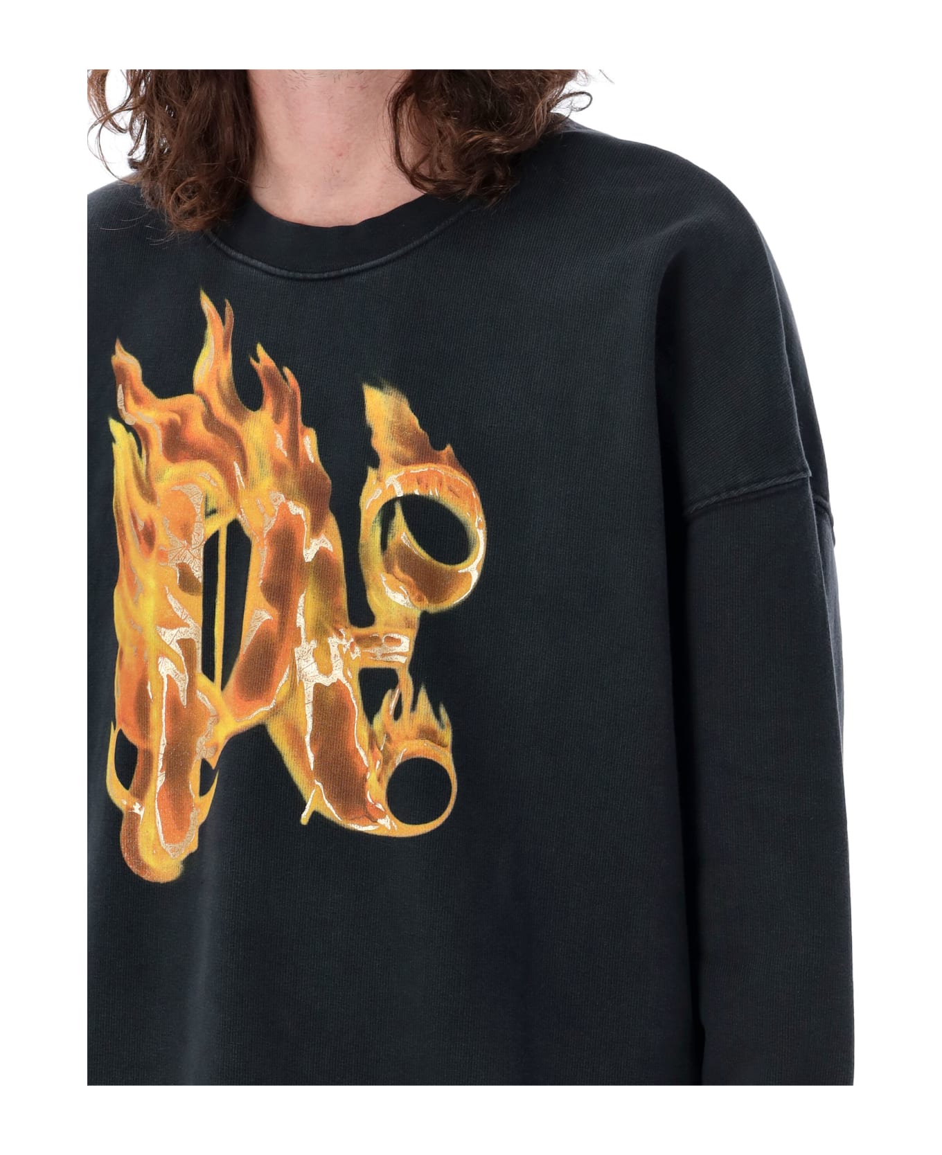 Palm Angels Burning Monogram Sweatshirt - BLACK