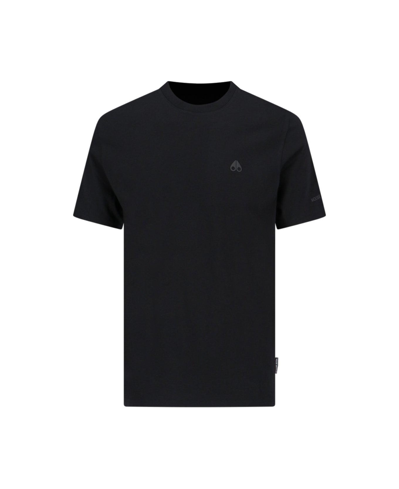 Moose Knuckles Logo Detailed Crewneck T-shirt - BLACK