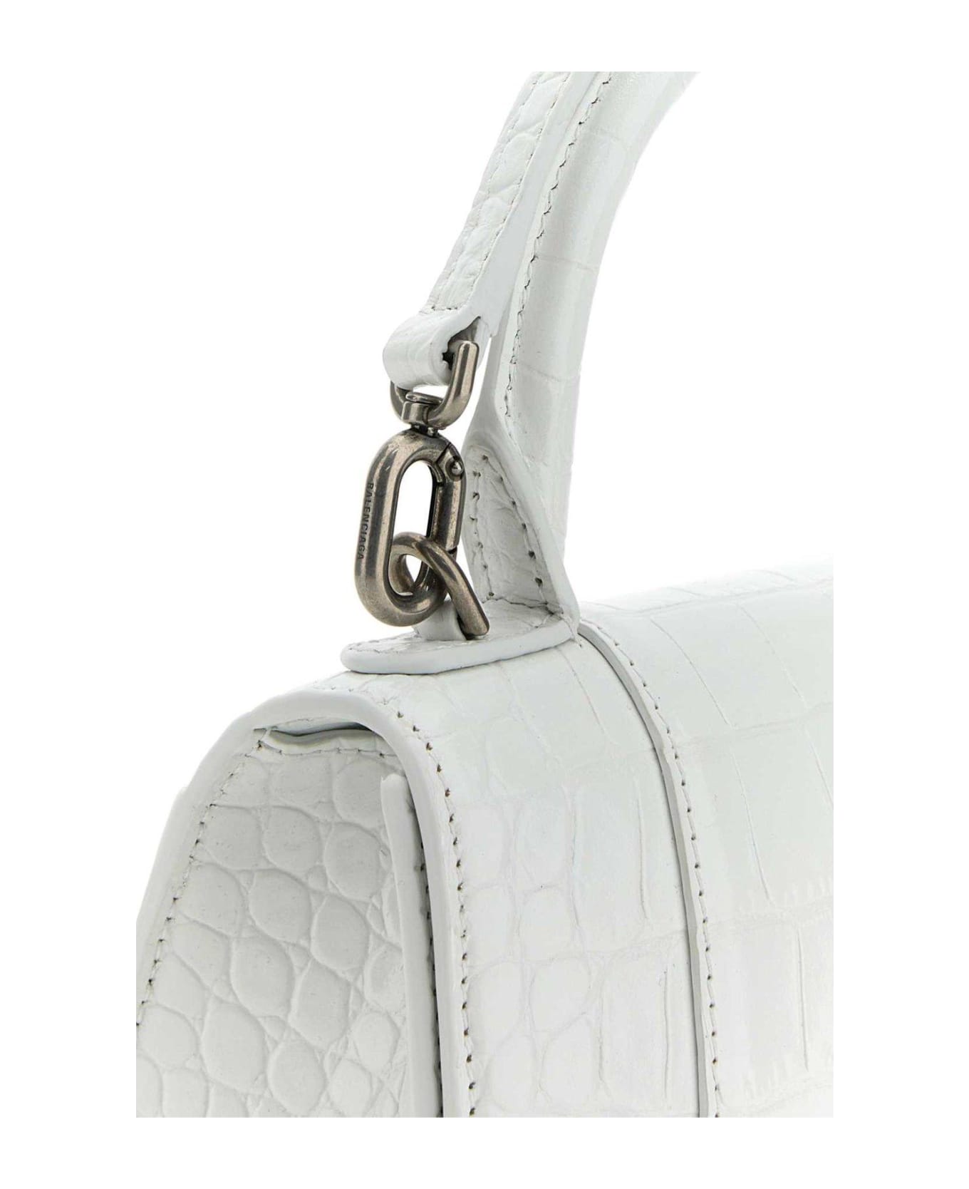 Balenciaga Hourglass Xs Top Handle Bag - White