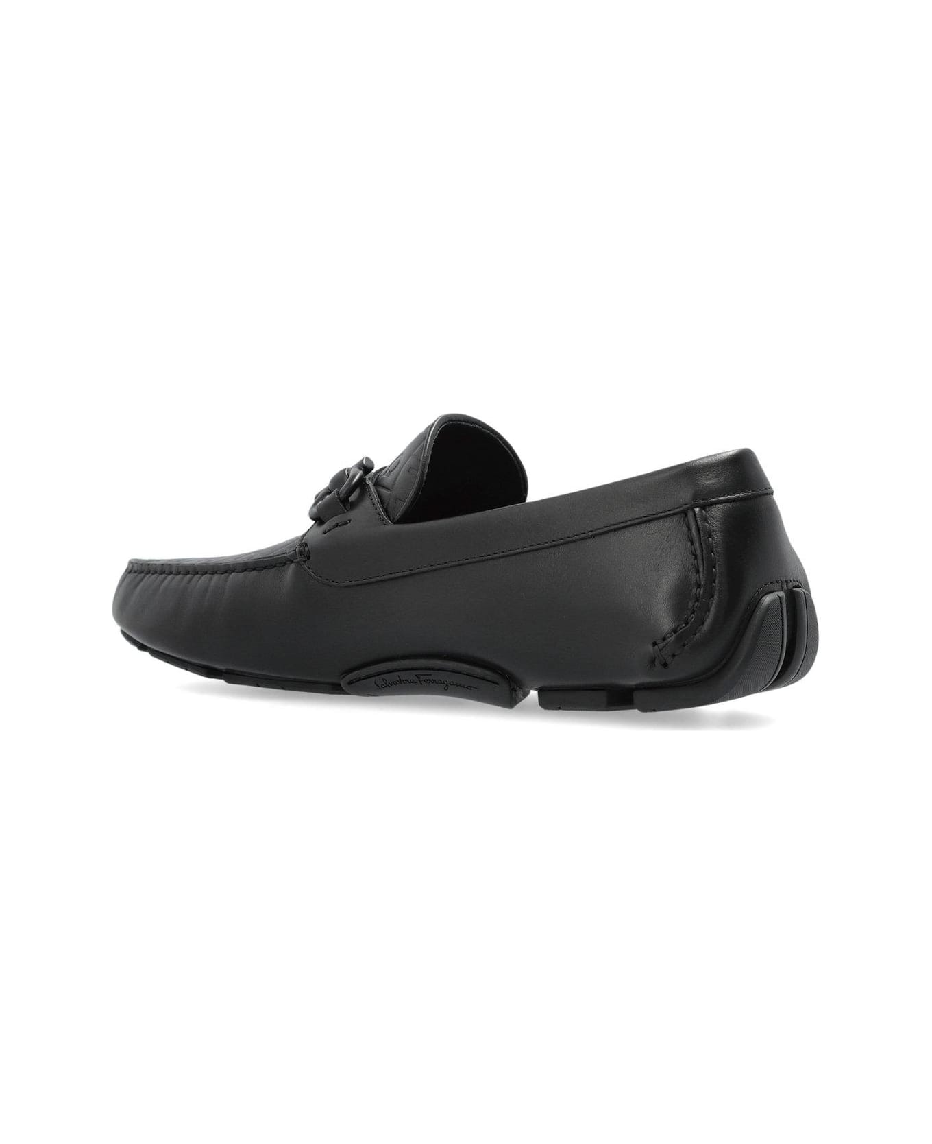 Ferragamo Gancini-plaque Slip-on Loafers - BLACK