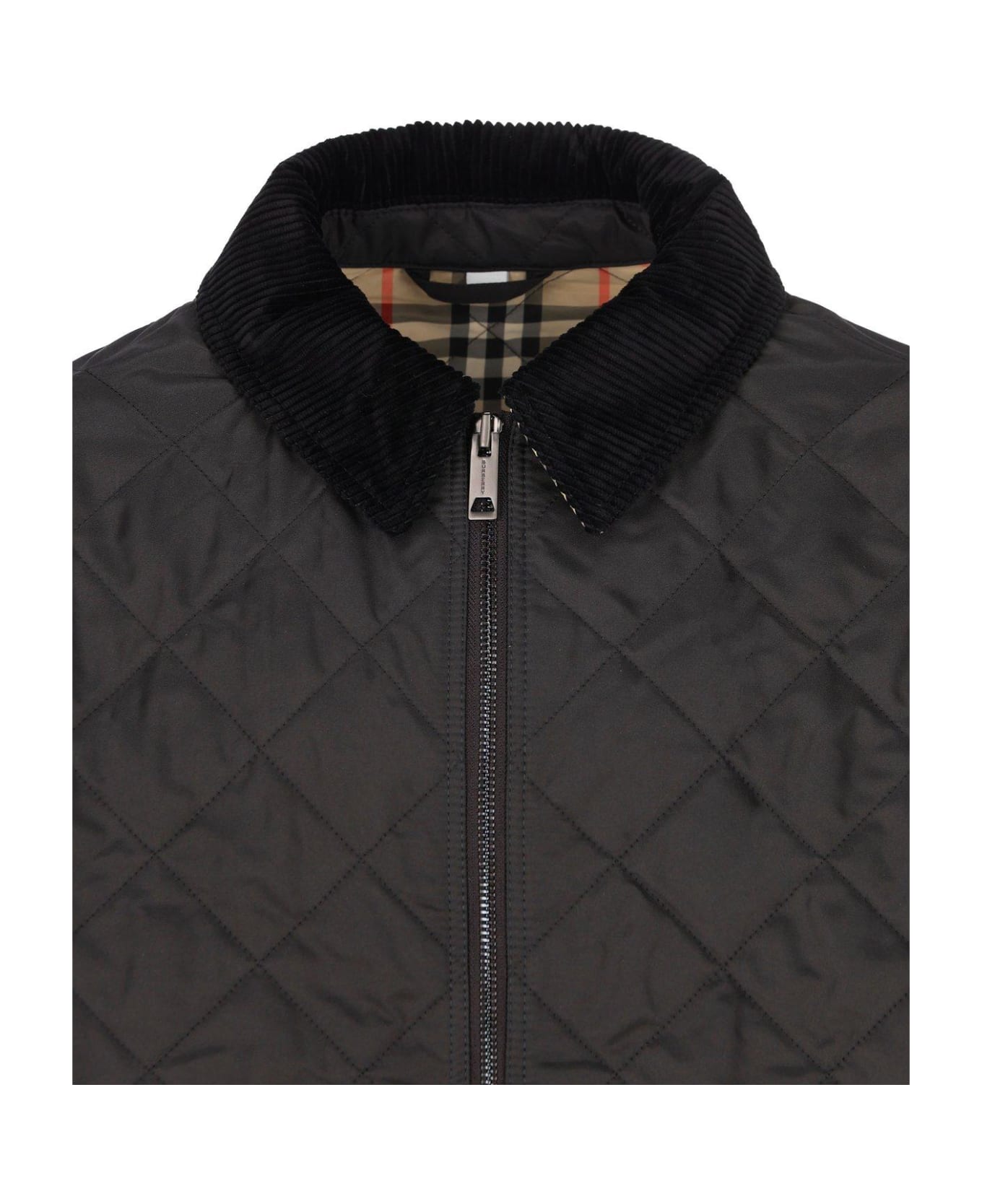 Burberry Diamond Quilted Zipped Jacket - Black
