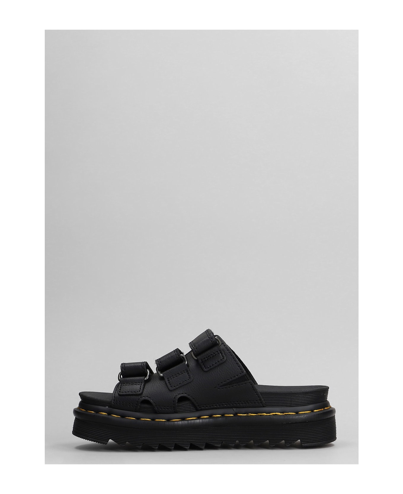 Dr. Martens Raine Slide Slipper-mule In Black Leather - black