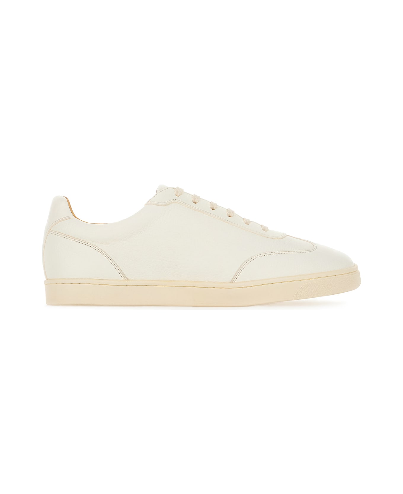 Brunello Cucinelli Ivory Leather Sneakers - BIANCO OTTICO