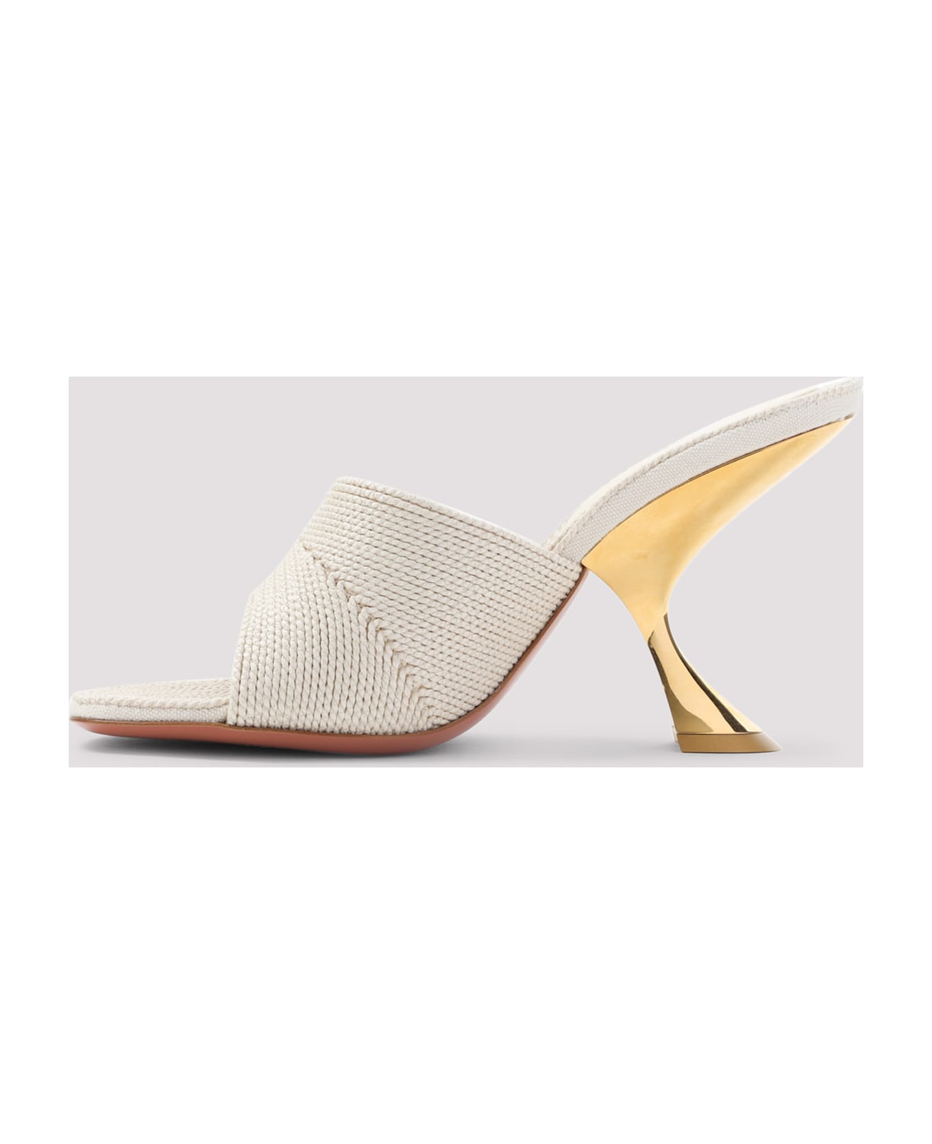Amina Muaddi Taylor Woven 90 Slipper Sandals - Beige Gold