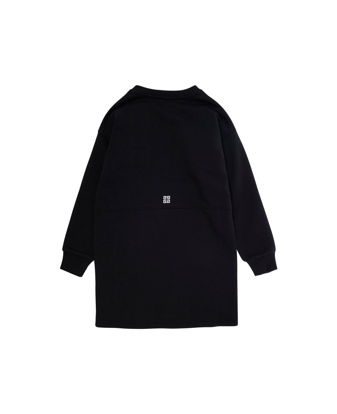 Givenchy Black Dress With Logo And Kangaroo Pocket In Cotton Blend Girl - Black