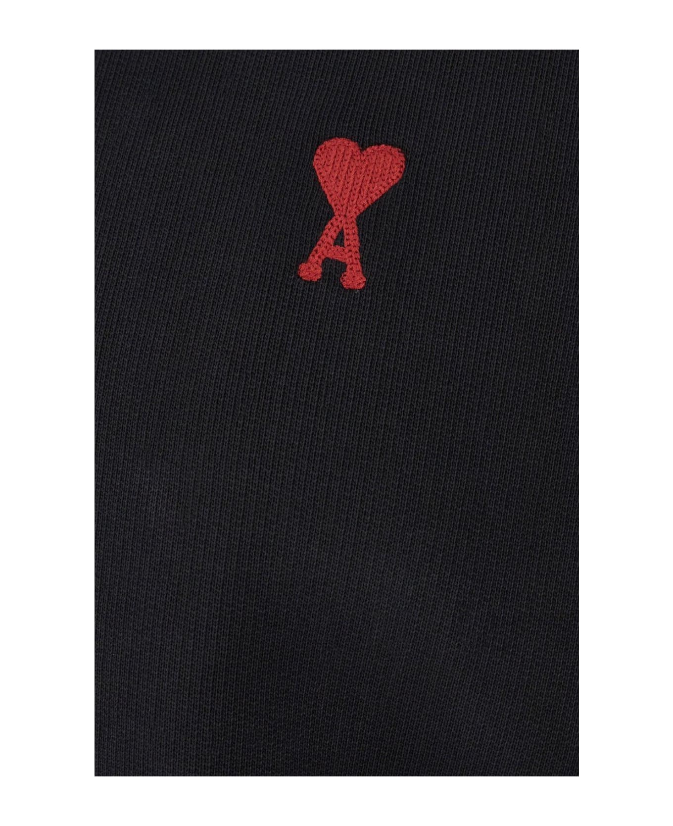Ami Alexandre Mattiussi Paris Logo-printed Drawstring Hoodie - BLACK