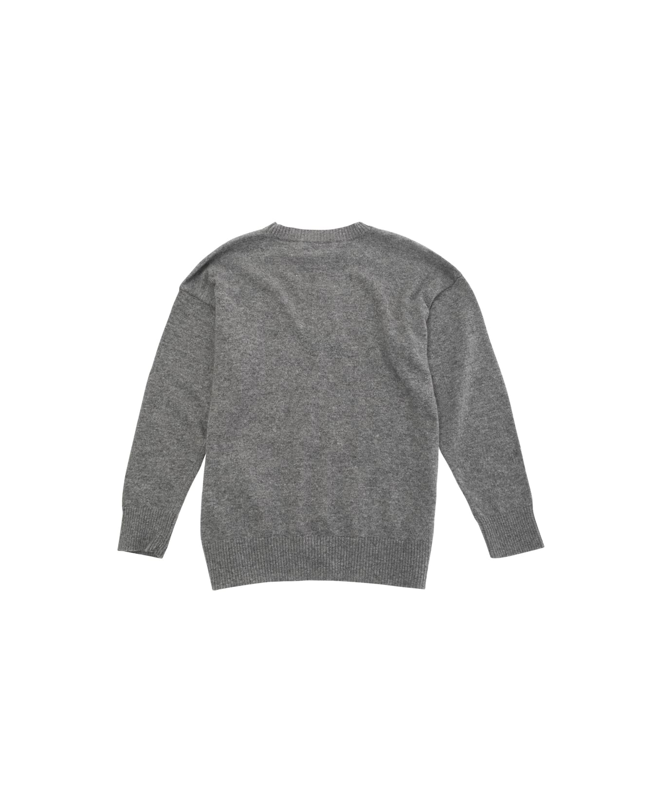 Emporio Armani Grey Sweater With Logo Crest In Wool And Cashmere Blend Boy - Grey