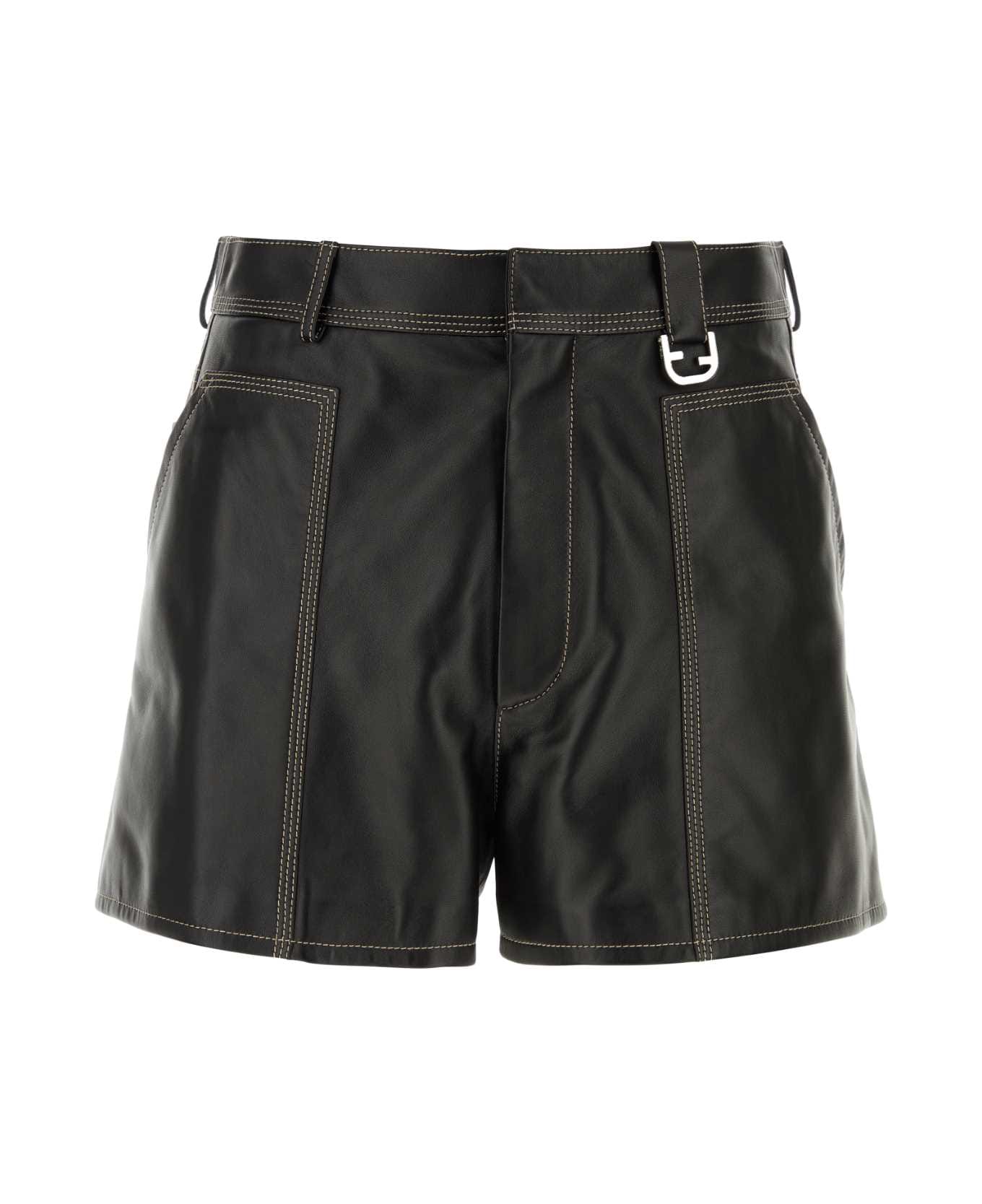 Fendi Leather Shorts - Black