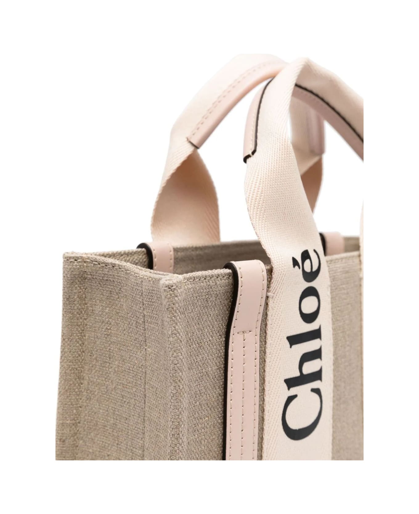 Chloé White And Pink Woody Small Tote Bag - Pink トートバッグ