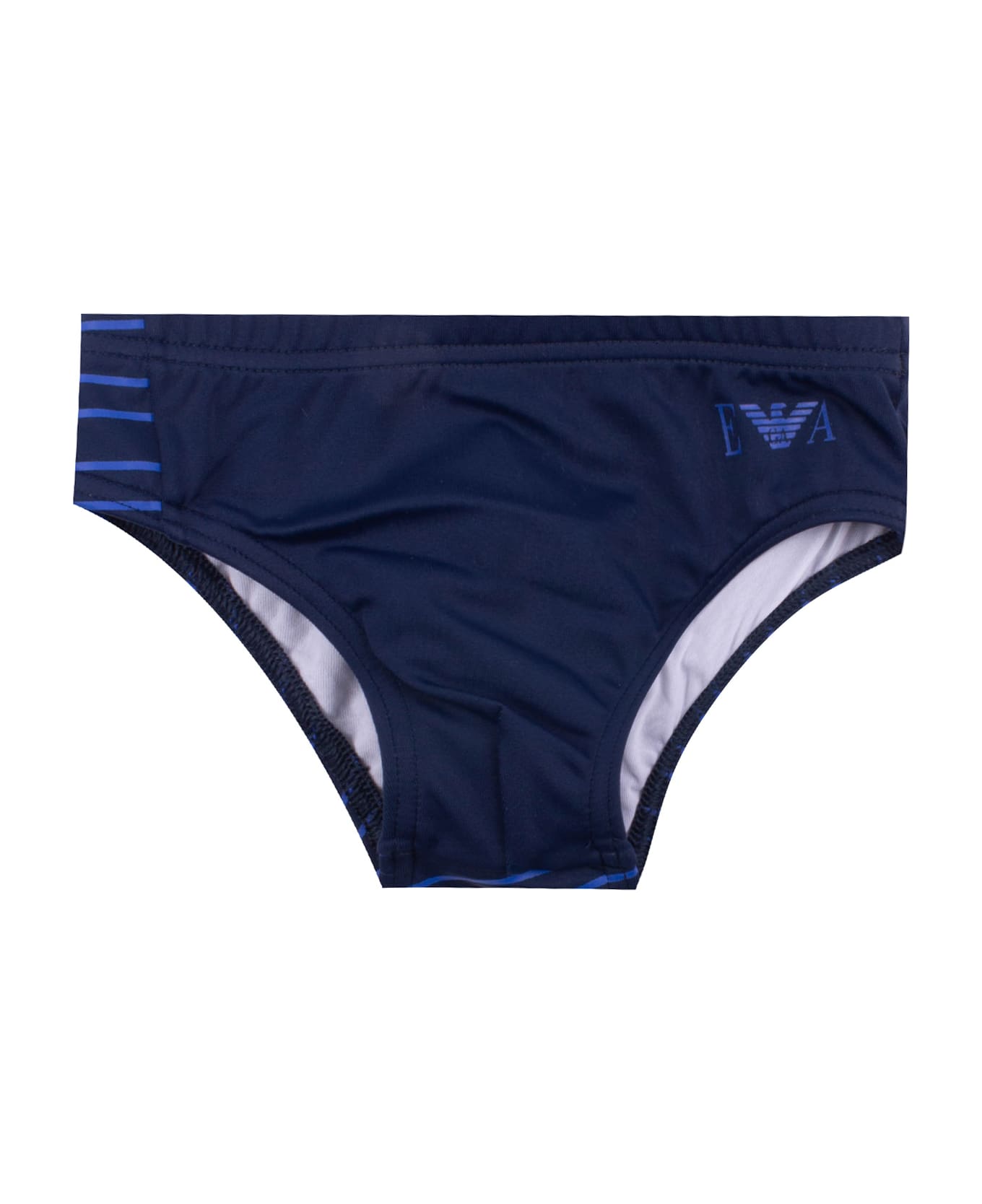 Emporio Bague Armani Slip Swimsuit With Maxi Logo - Blue