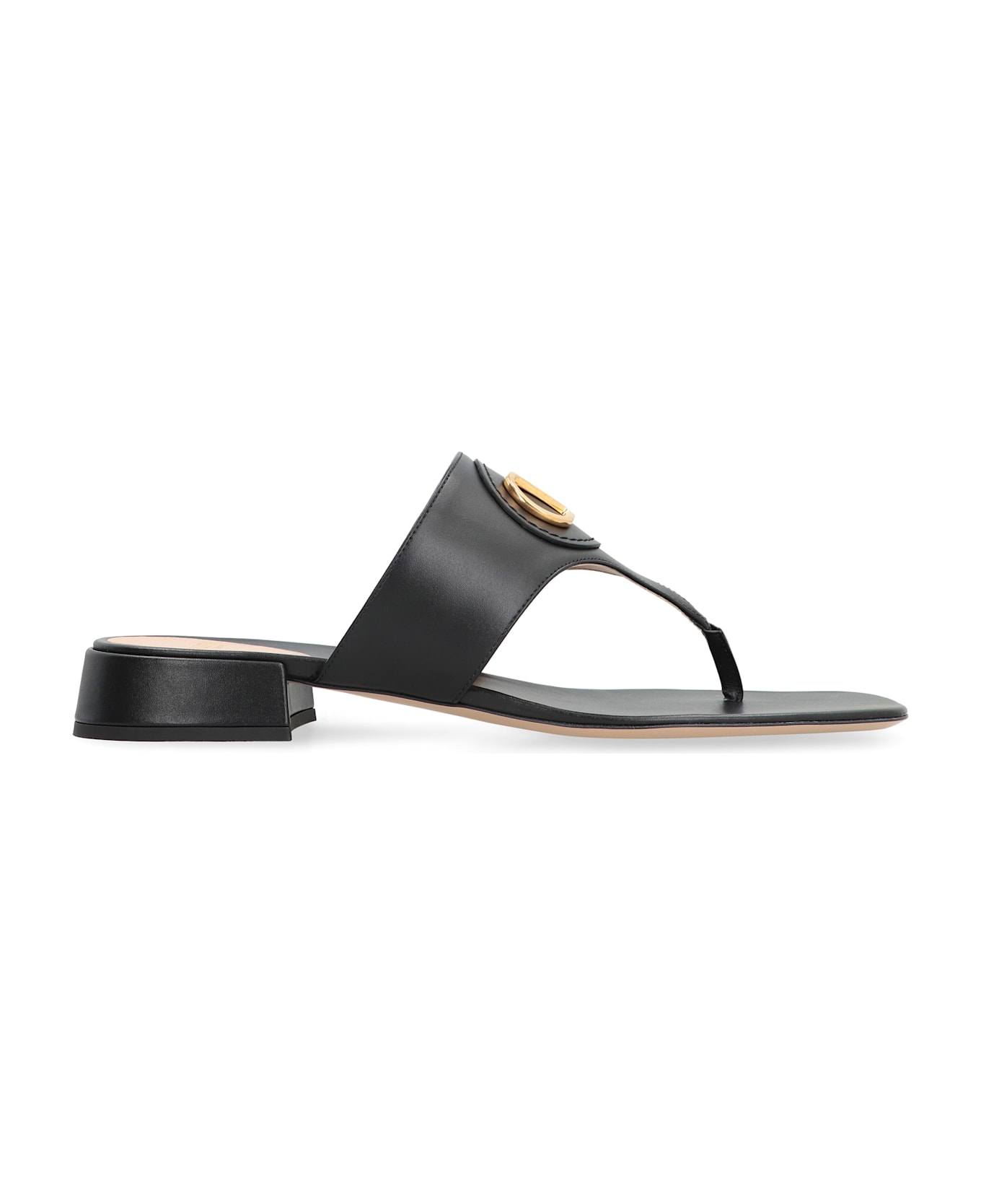 Valentino Garavani Vlogo Signature Leather Slides - black