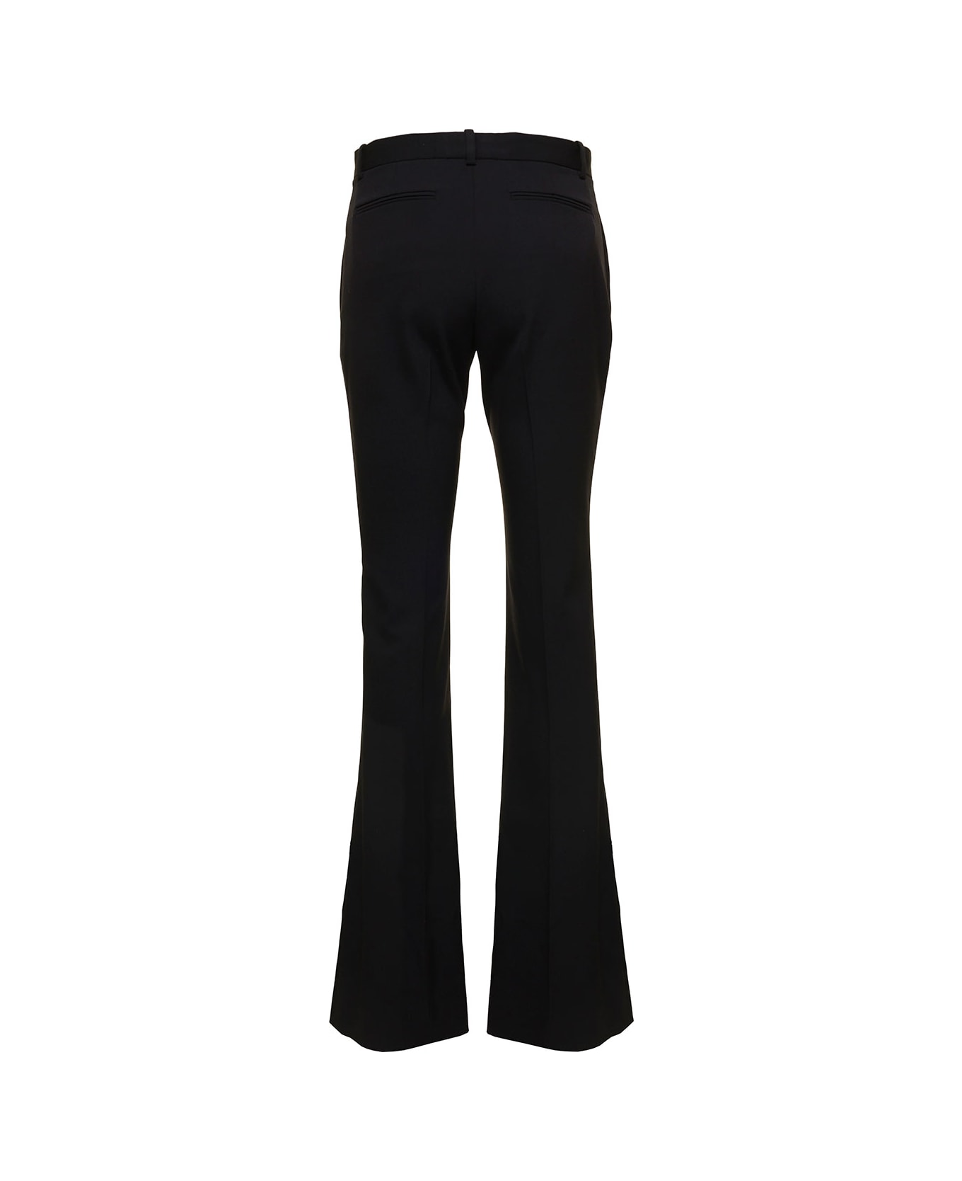 Versace Black Flared Tailored Low Waisted Pants In Stretch Wool Woman - Black