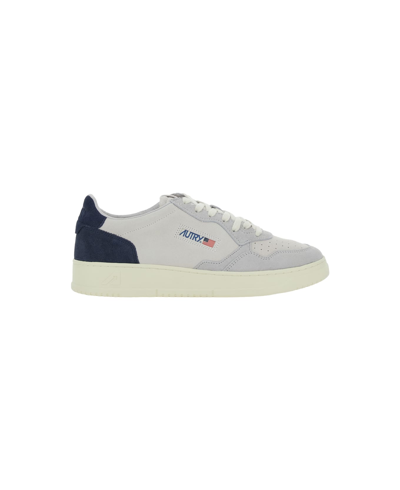 Autry 
medalist Low
 Blue Sneaker With Contrasting Back Patch In Leather And Suede Man - Grey