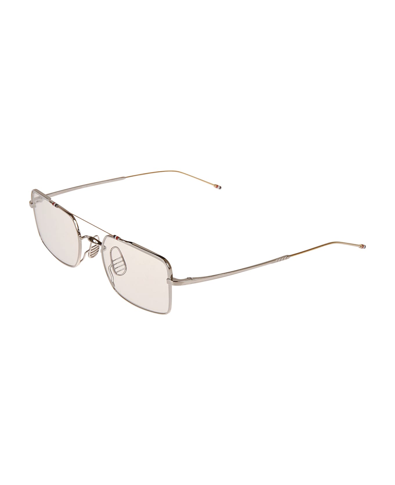 Thom Browne Top Bar Detail Square Glasses - Silver
