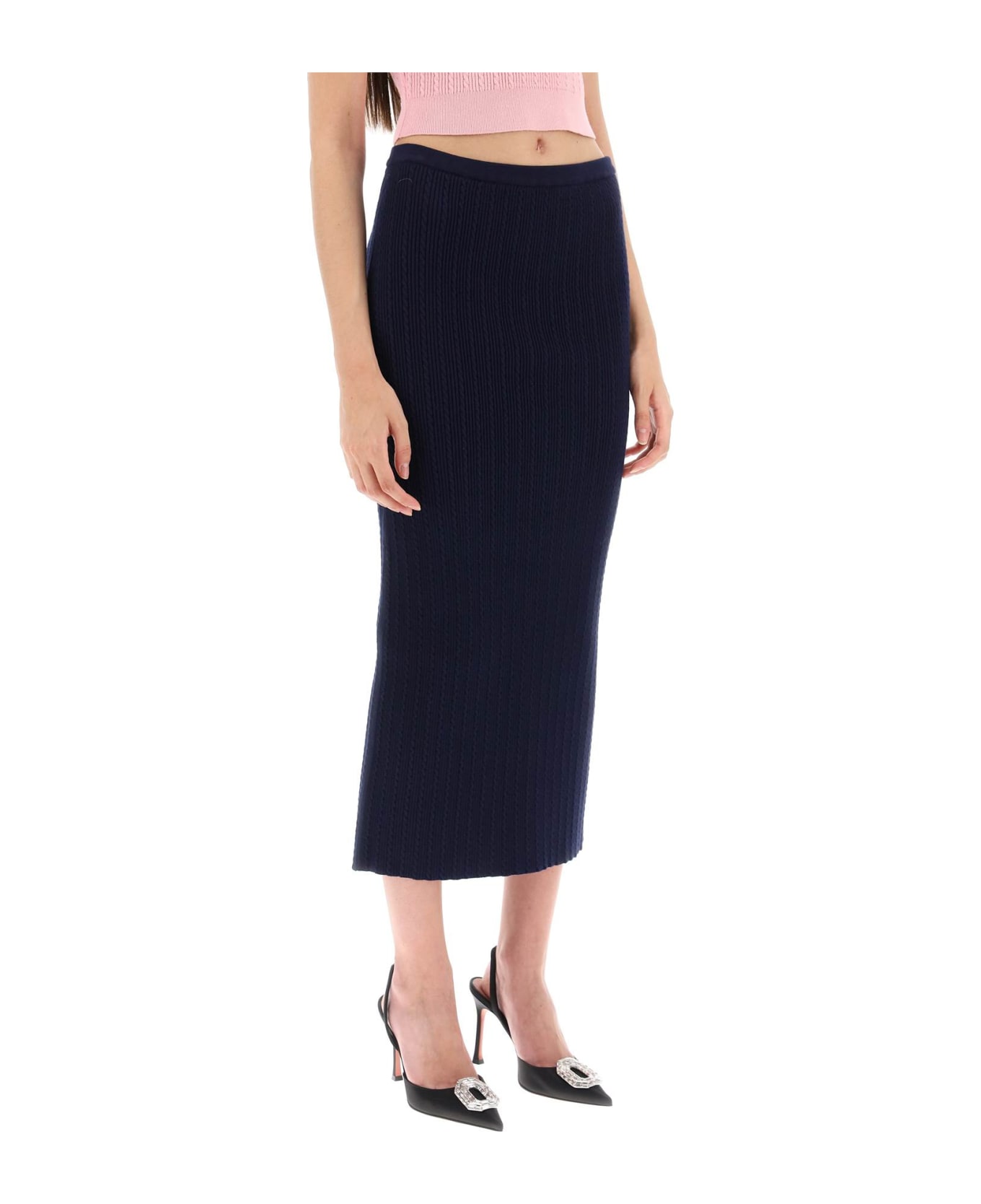 Alessandra Rich Knitted Pencil Skirt - Blue