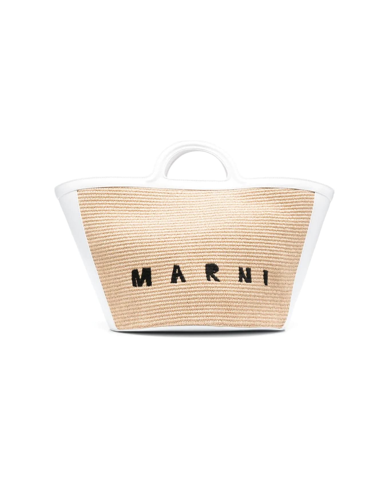 Marni Tropicalia Large Tote Bag - Sand Storm Lily White
