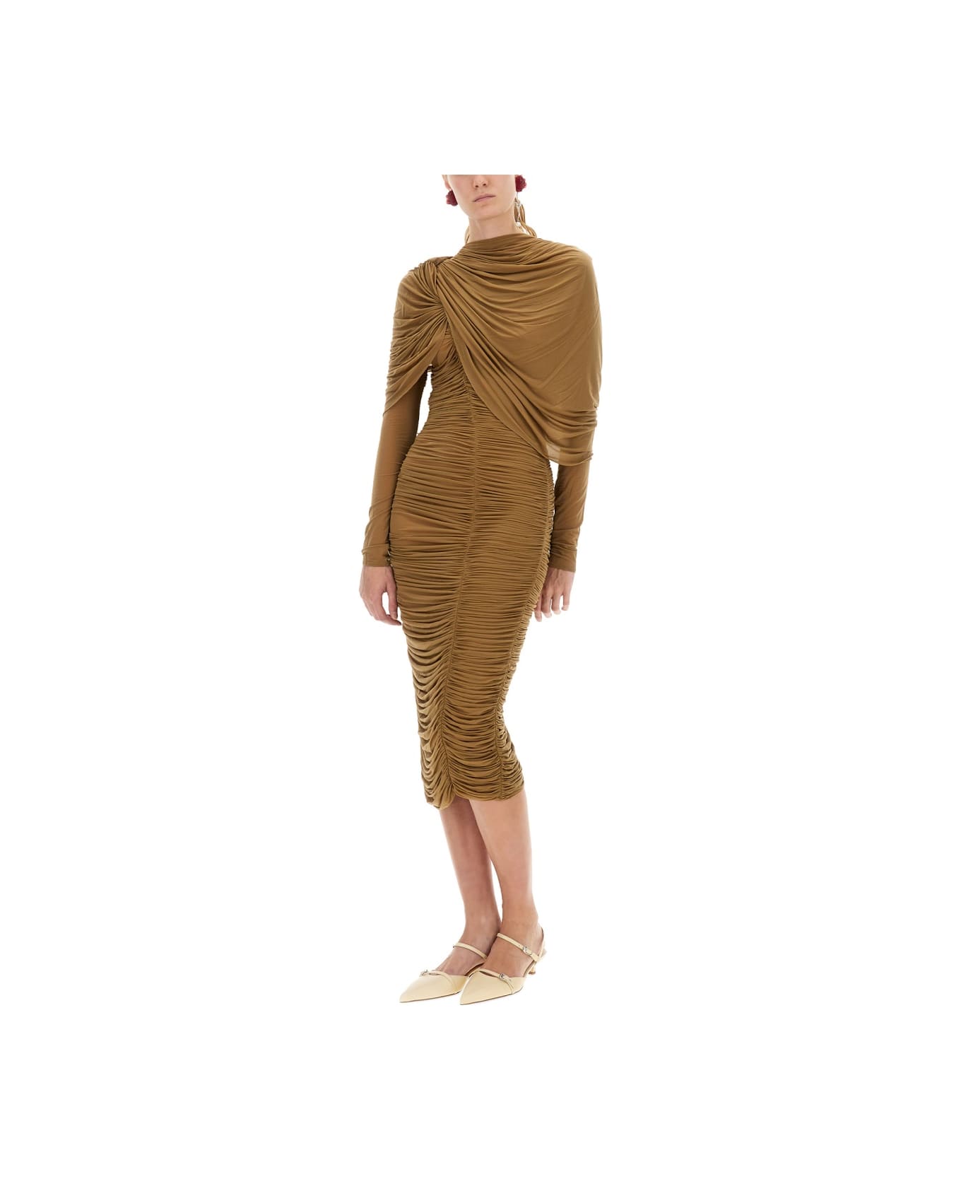 Magda Butrym Draped Midi Dress - BEIGE