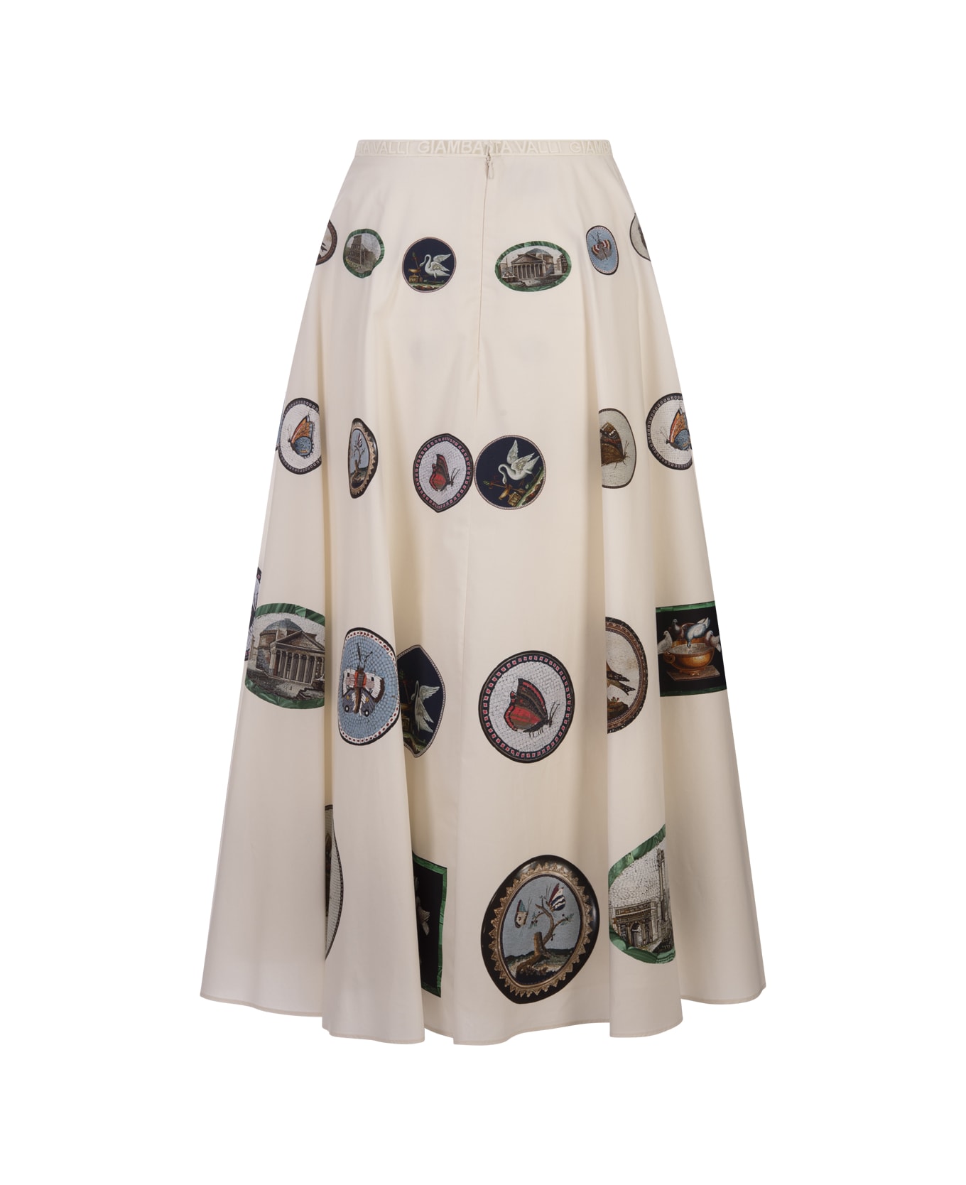 Giambattista Valli White Midi Skirt With Micromosaic Print - White スカート