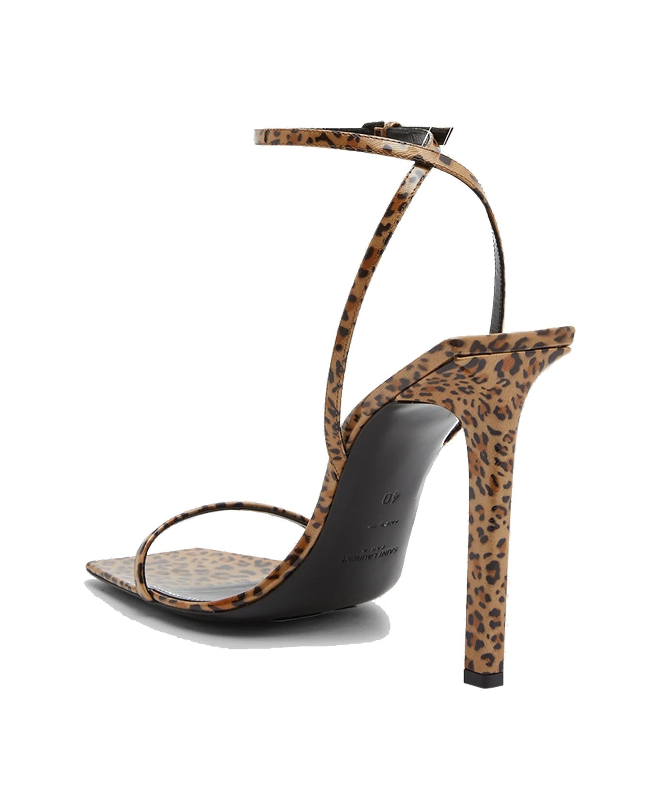 Saint Laurent Pam 110 Leopard Sandals - Brown