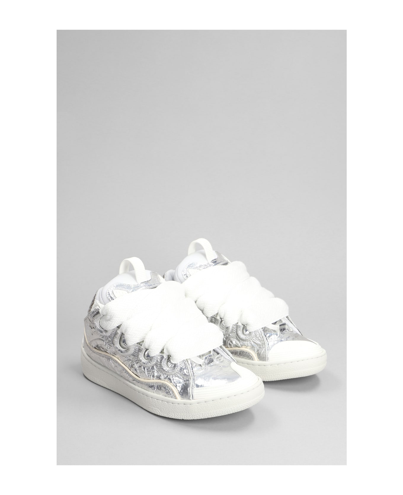 Lanvin Curb Sneakers In Silver Polyester - silver