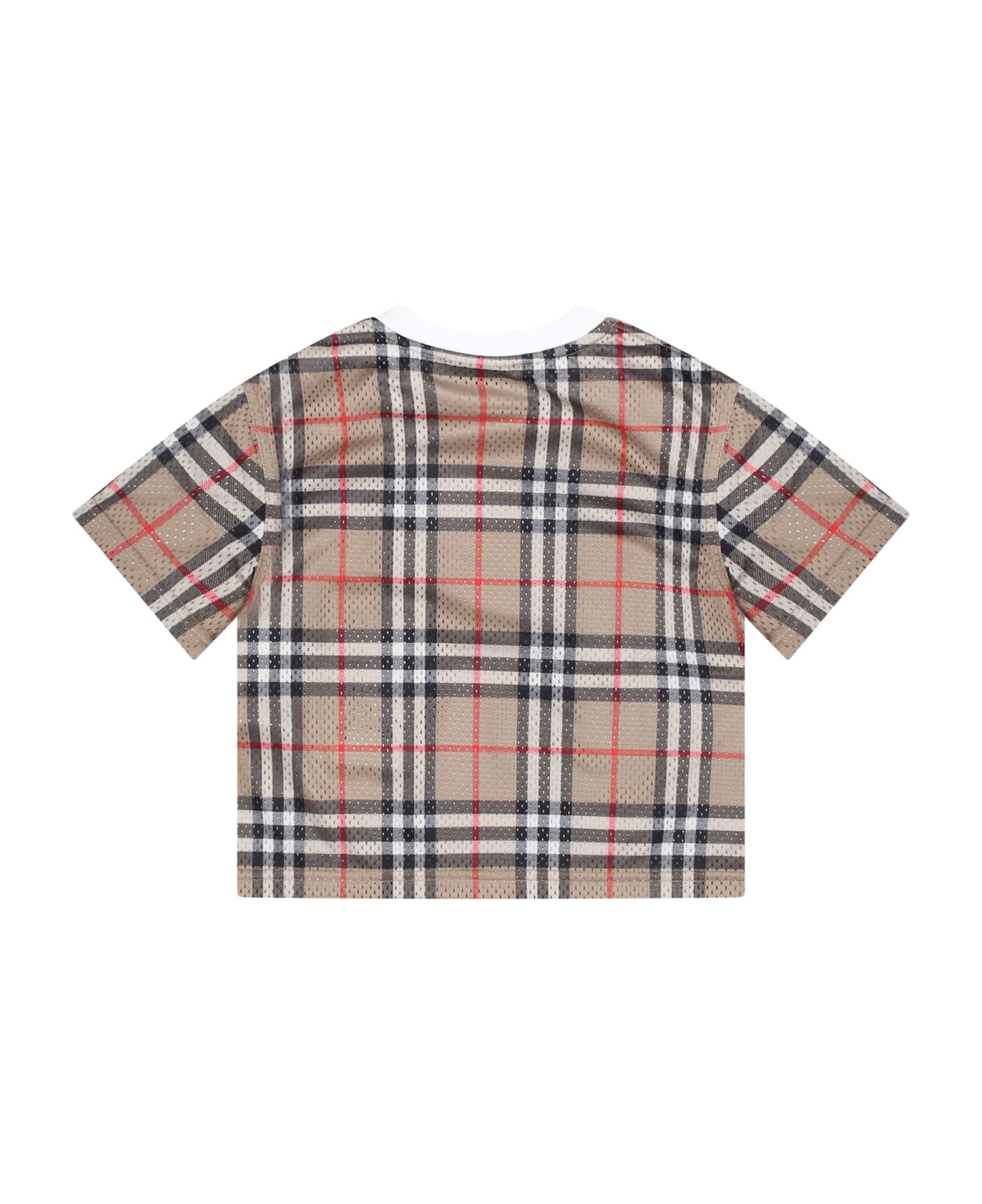 Burberry Beige T-shirt For Baby Boy With Iconic Vintage Check