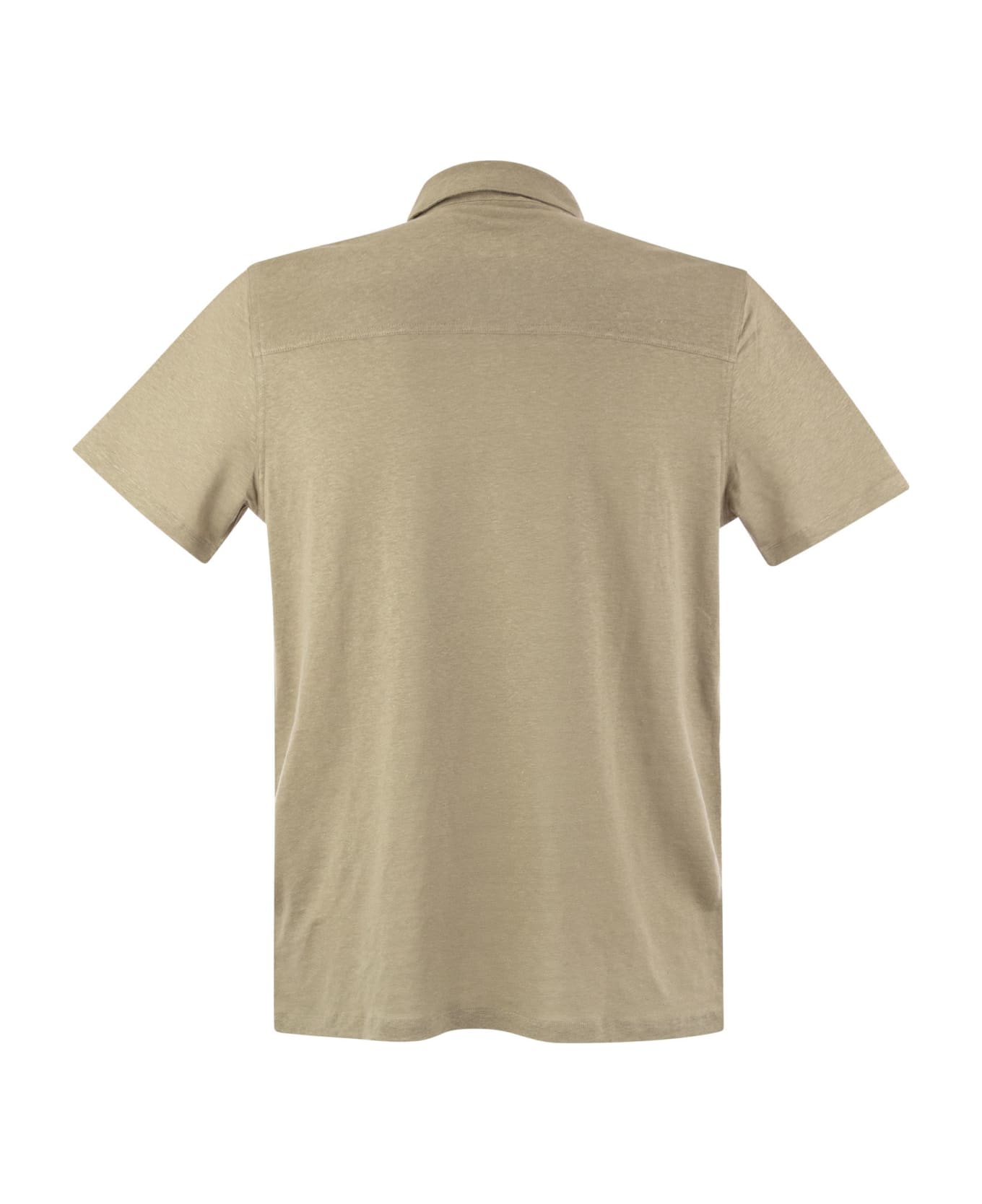Majestic Filatures Linen Short-sleeved Polo Shirt - Sand ポロシャツ