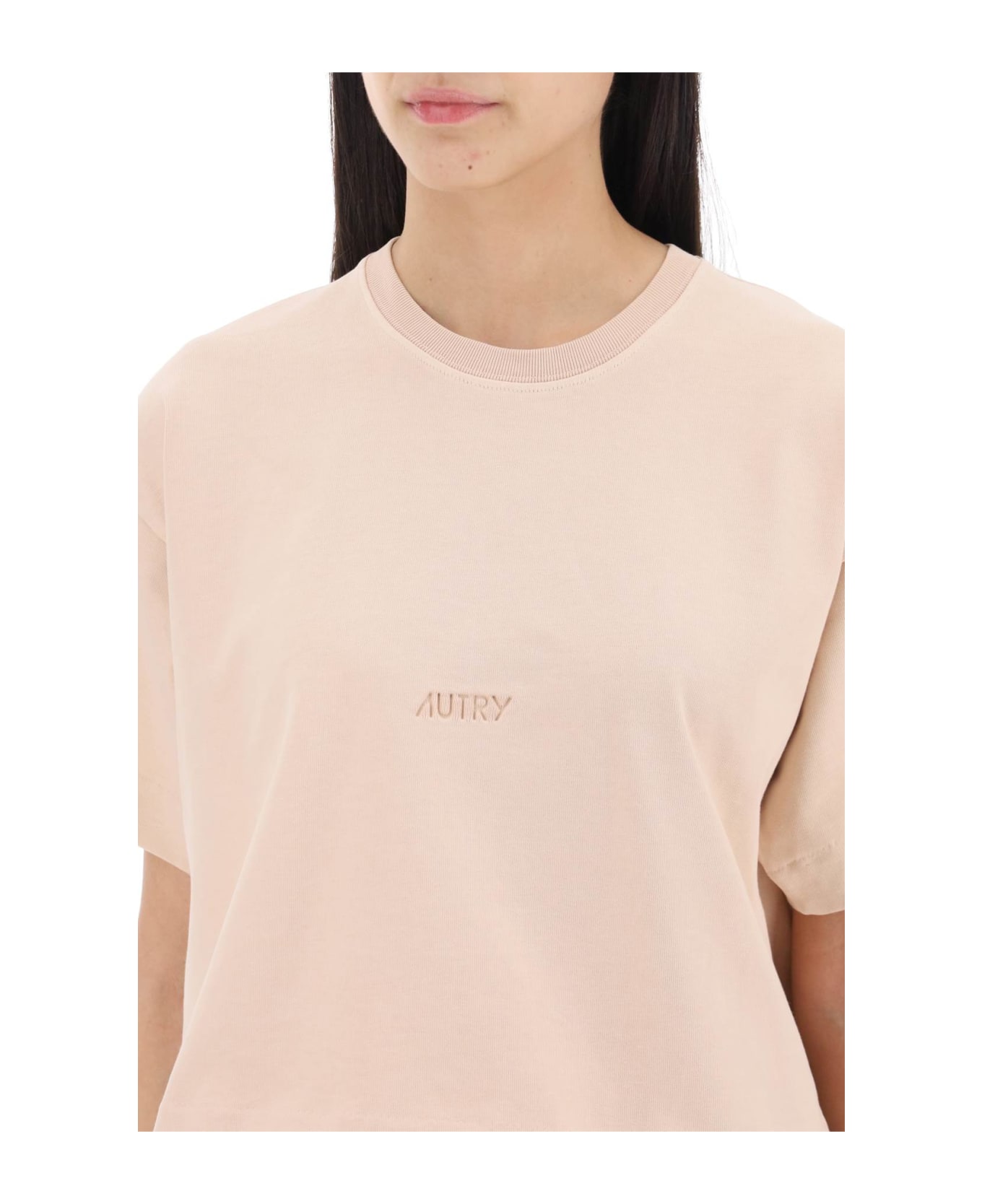 Autry Cotton T-shirt With Logo - PEONY ROSE (Pink) Tシャツ