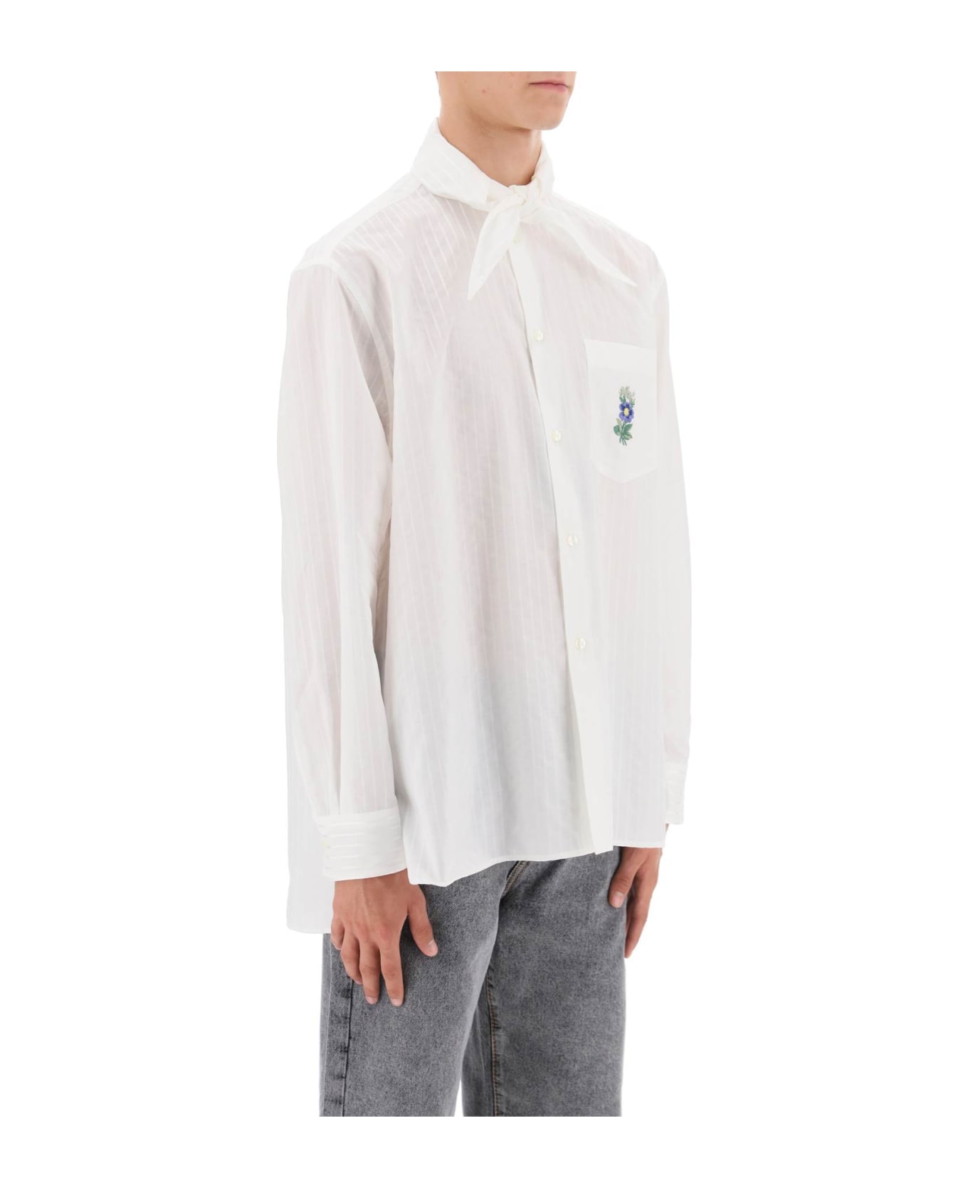 Etro Striped Shirt With Scarf Collar - WHITE (White)
