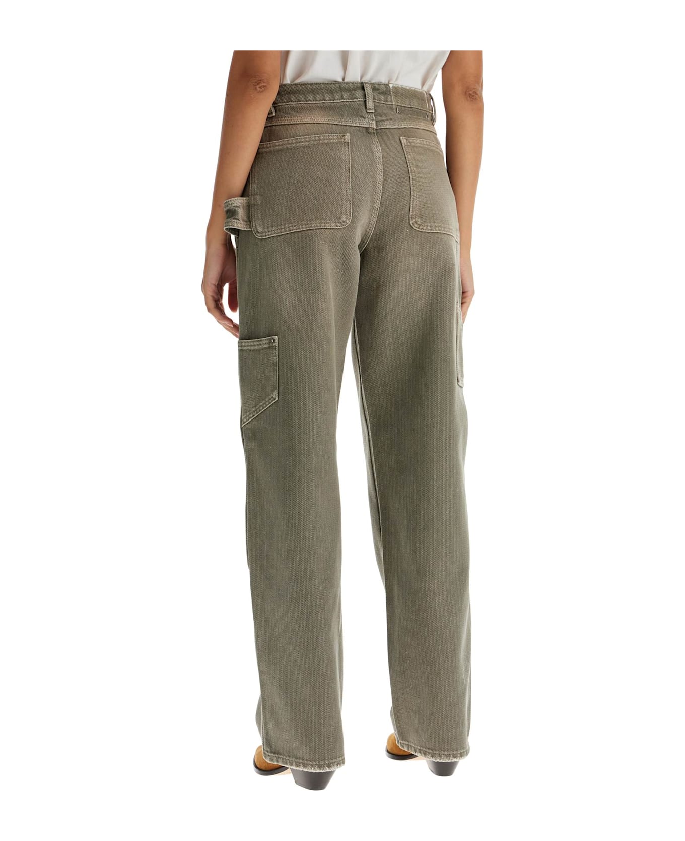 Golden Goose Marley Painter Jeans In Pinstrip - KALAMATA (Khaki)