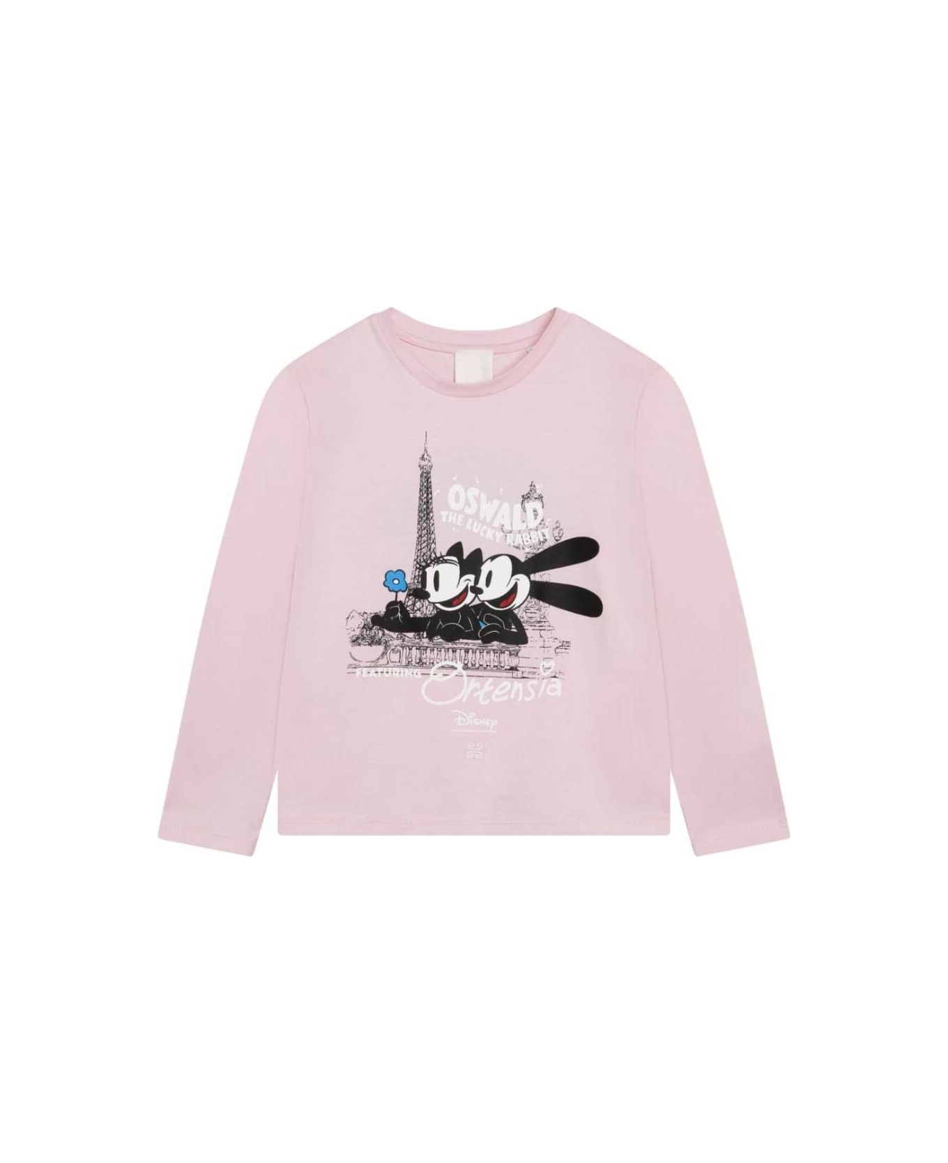 Givenchy Pink T-shirt With Contrasting 'cartoon' Print In Organic Cotton Girl - Pink