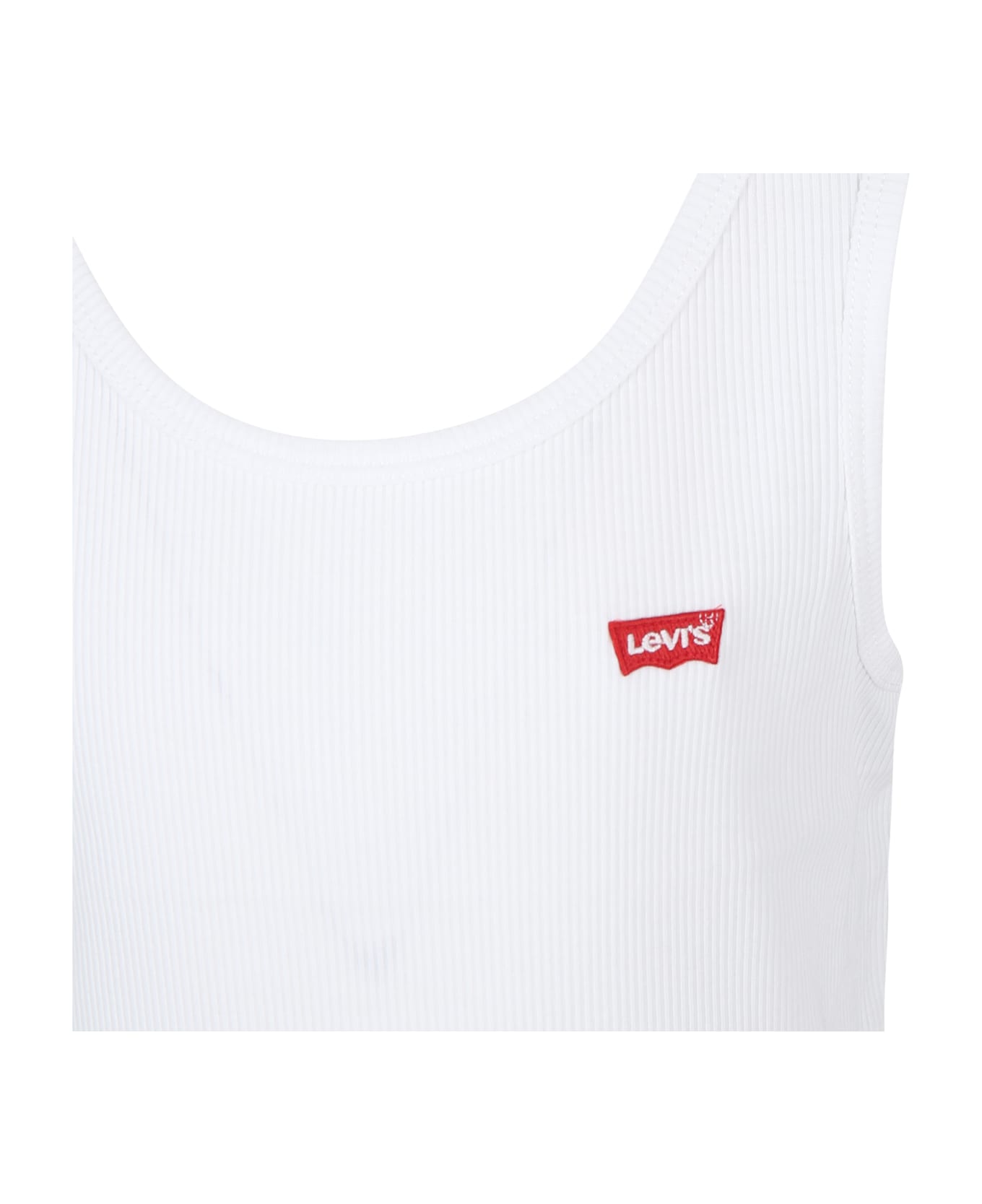 Levi's White Tank Top For Girl With Logo - White Tシャツ＆ポロシャツ