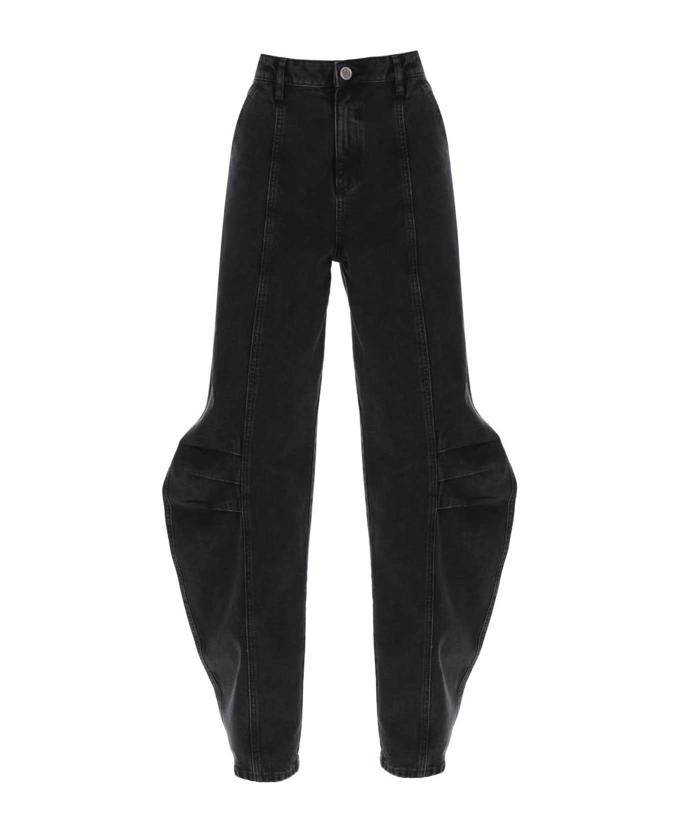 Rotate by Birger Christensen Baggy Jeans With Curved Leg - BLACK WASHED (Black)