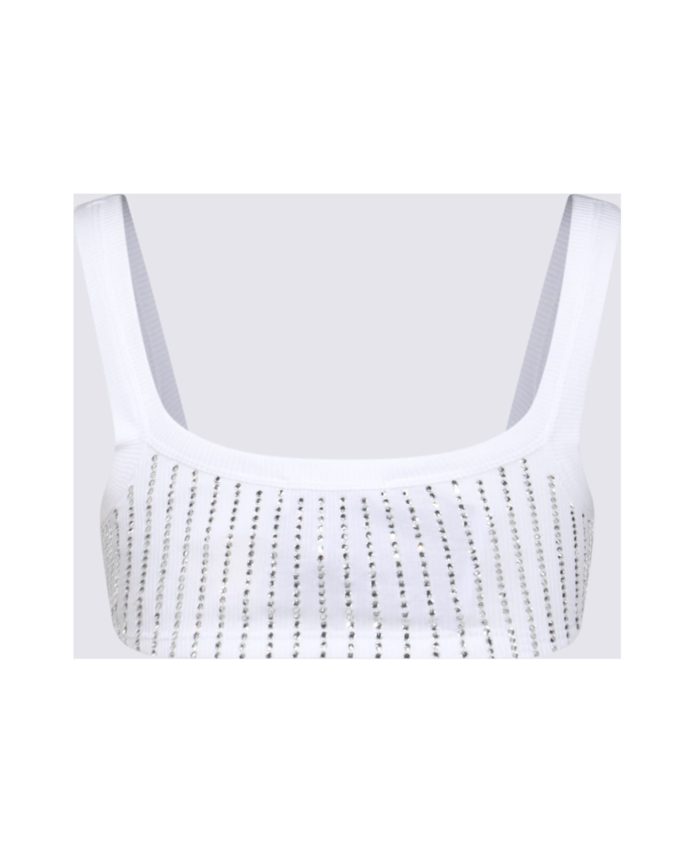 The Attico White Cotton Top - White/crystal