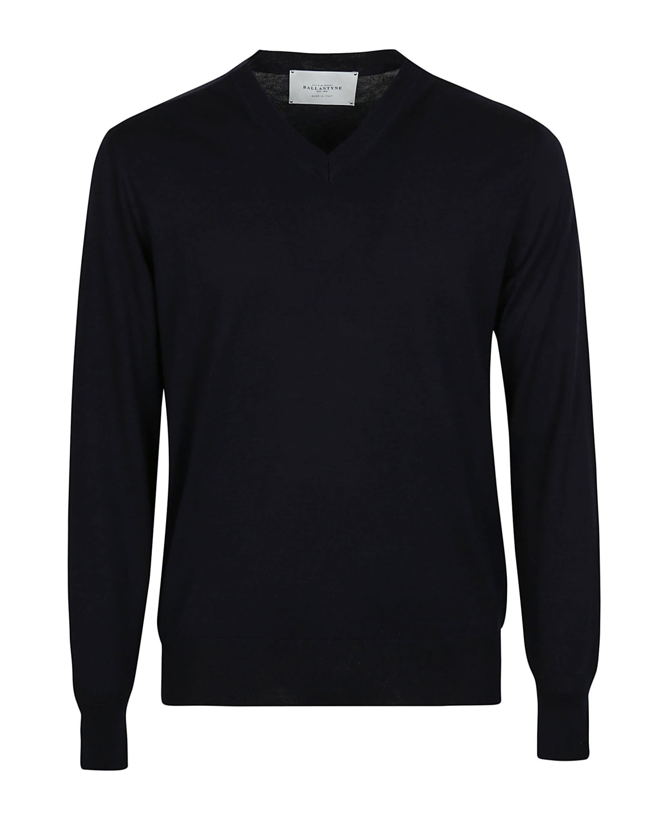 Ballantyne V-neck Plain Sweater - Navy ニットウェア