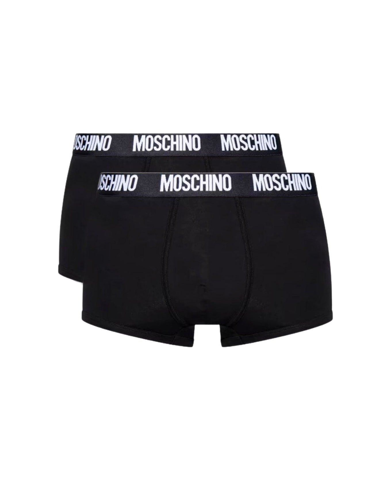 Moschino Logo Waistband Two Pack Boxers - BLACK