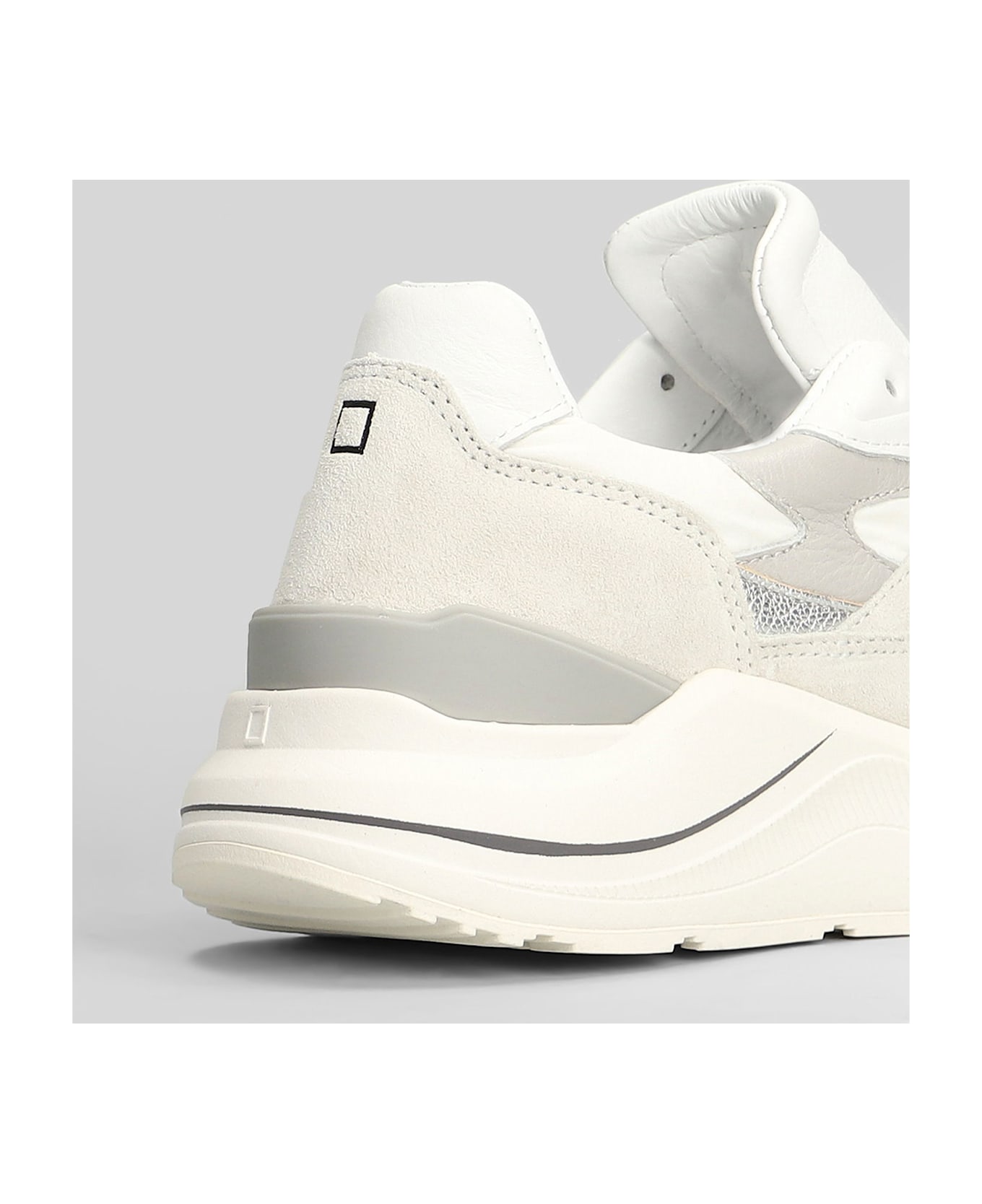 D.A.T.E. Fuga Pony Sneakers In White Suede And Leather - white