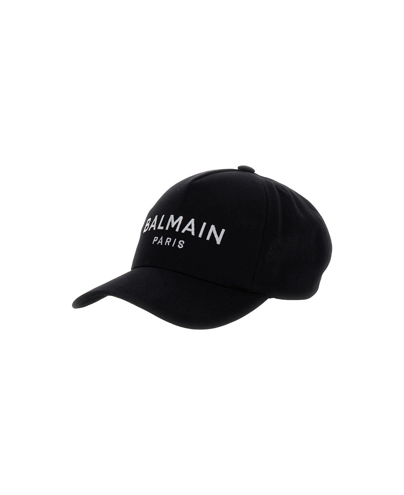 Balmain Black Baseball Cap With Logo Embroidery In Cotton Man - Black