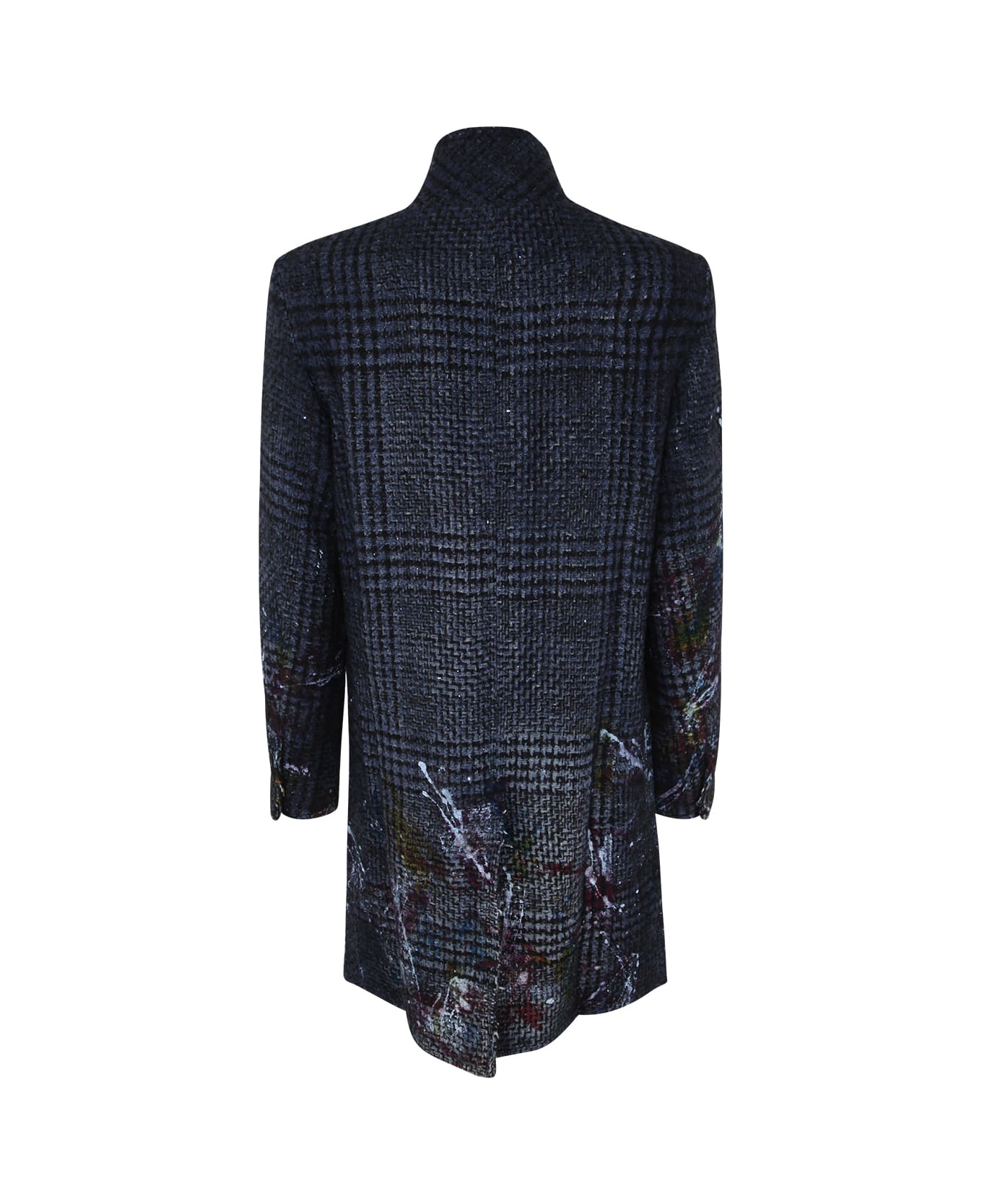 Avant Toi Colorful Splashes Prince Of Wales Coat - Midnight