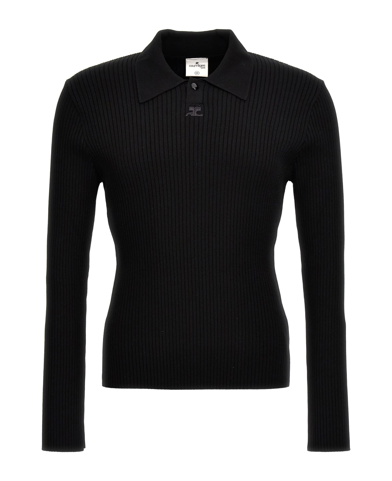 Courrèges 'snap Knit' Polo Shirt - Black  