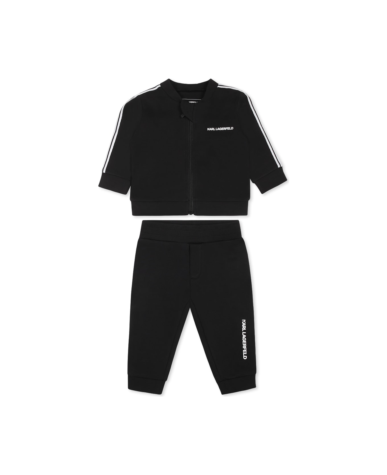 Karl Lagerfeld Kids Black Suit For Babykids With Karl Lagerfeld Print - Black