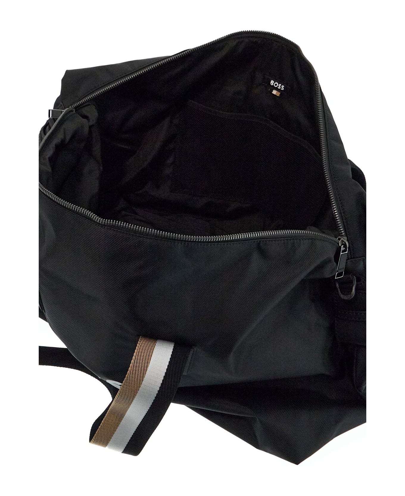 Hugo Boss Catch_3.0 Black Travel Bag With Adjustable Shoulder Strap - Black