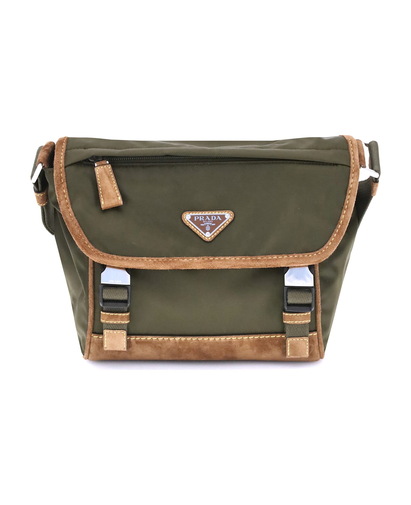 Prada Re-nylon And Leather Medium Shoulder Bag