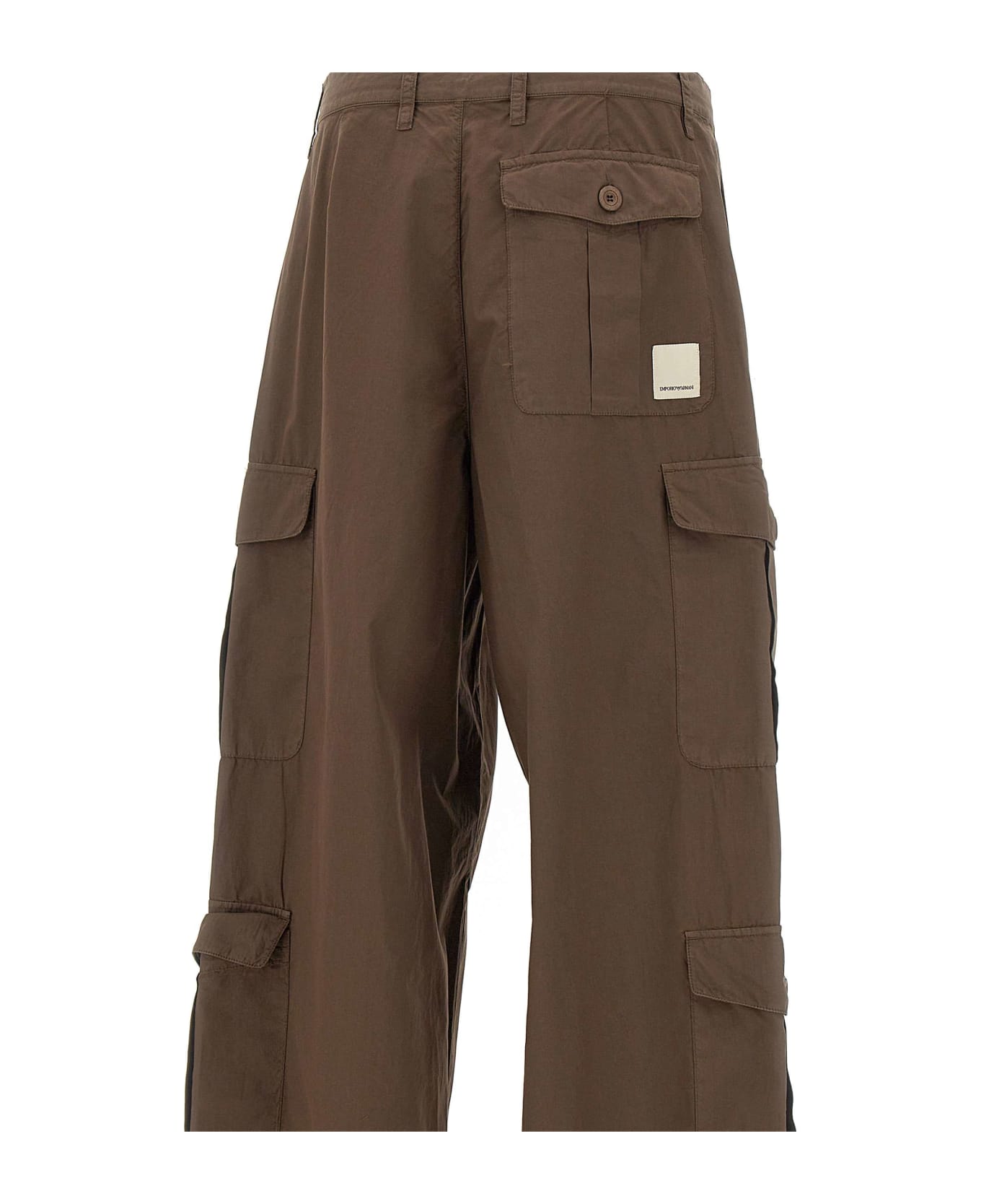 Emporio Armani Organic Cotton Trousers - BROWN