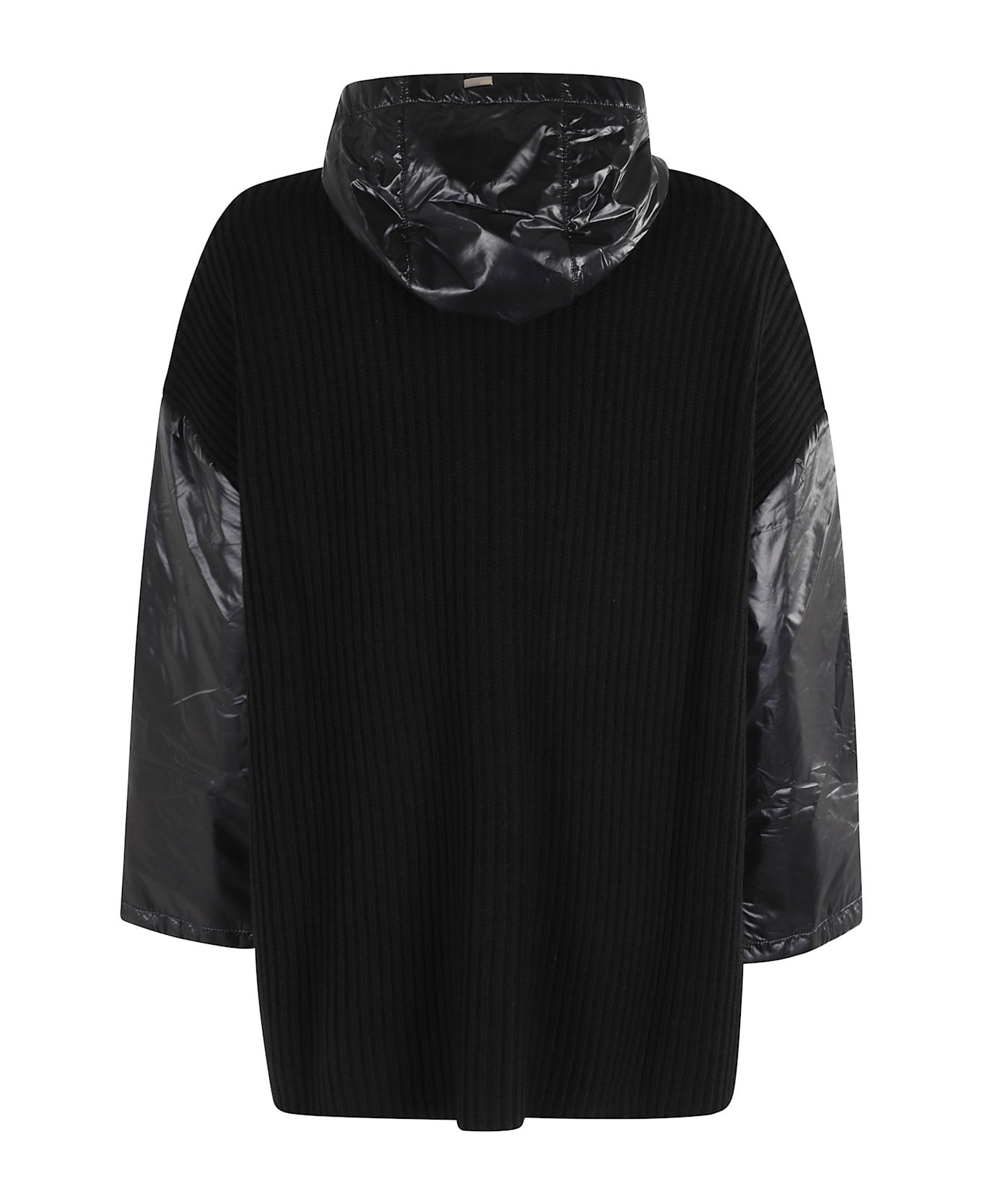 Herno Mantella In Lana Con Cappuccio - Nero