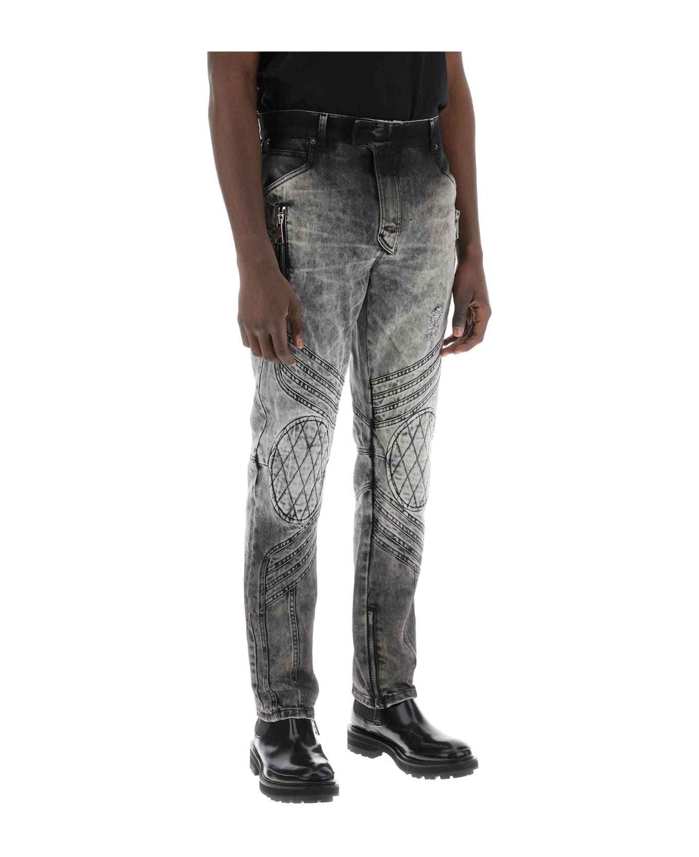 Balmain Motor Slim Fit Jeans - GRIS CLAIR DELAVE (Grey) デニム