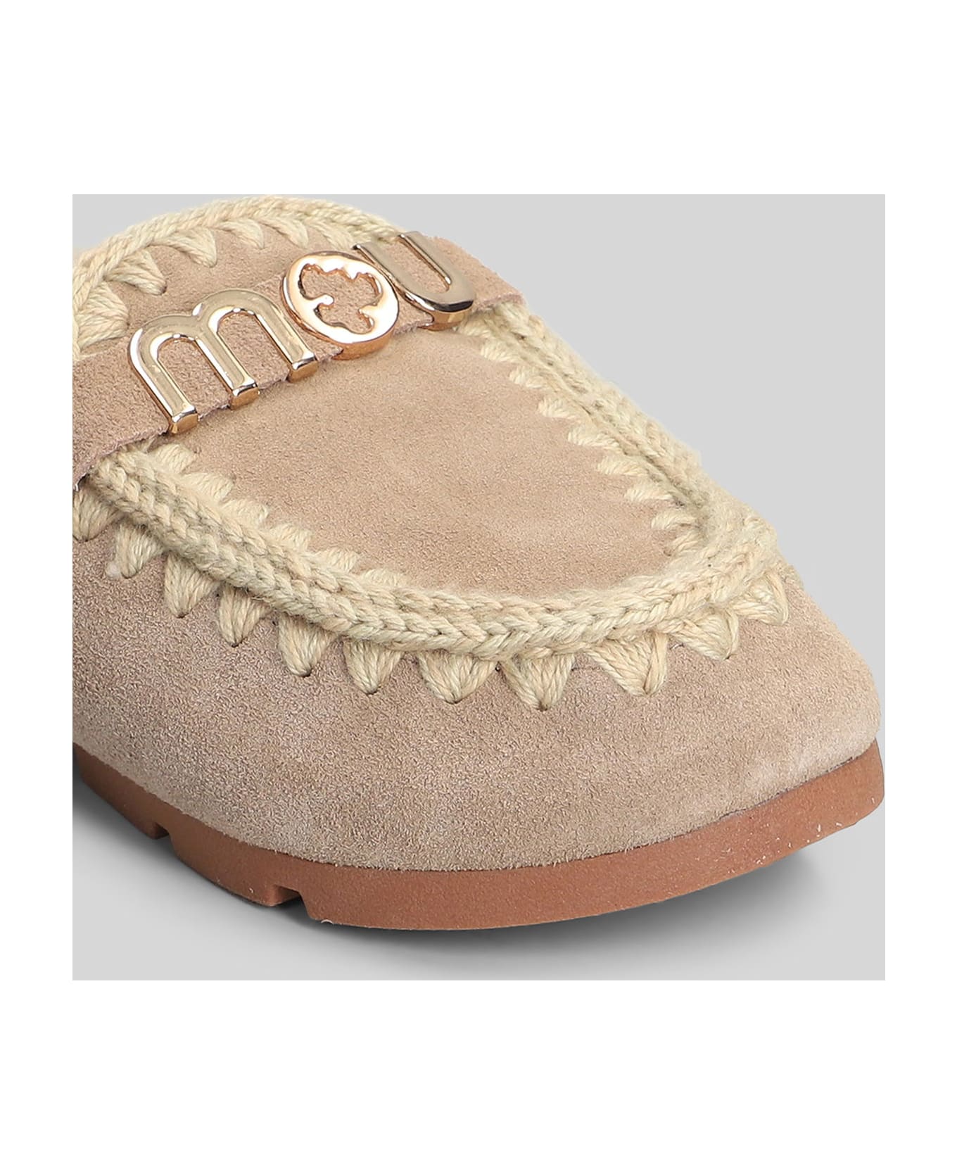 Mou Winter Bio Slide Slipper-mule In Camel Suede - Camel